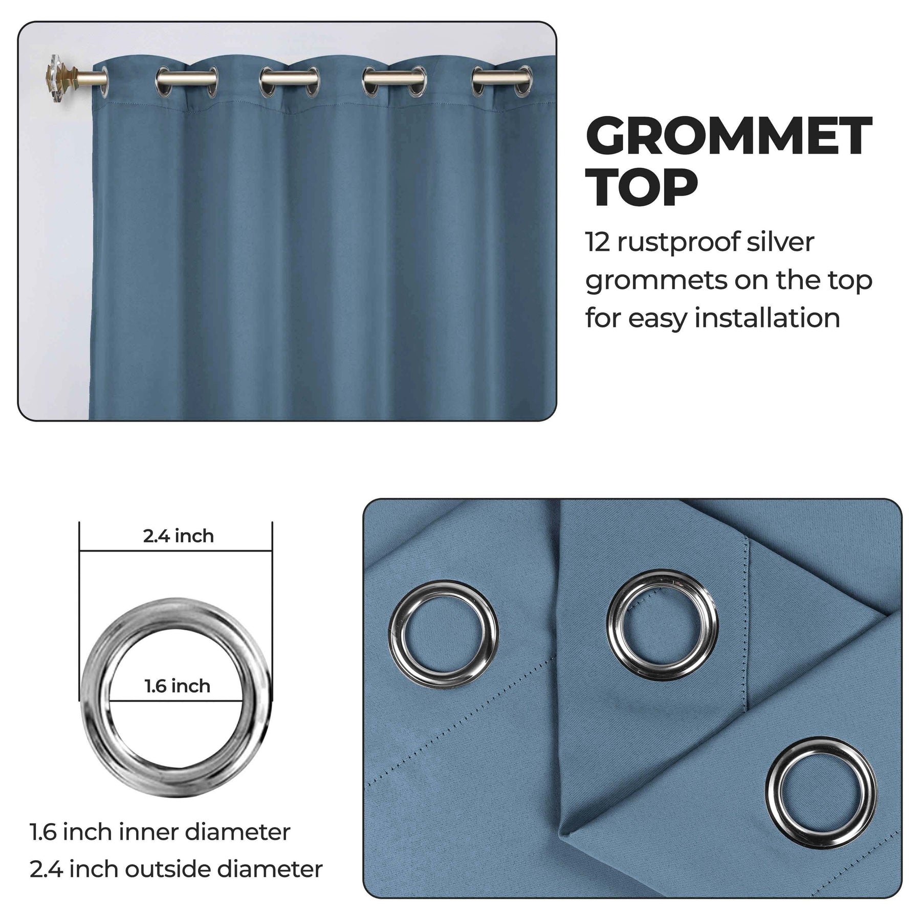Classic Modern Solid Room Darkening Blackout Curtain Panels, Set of 2