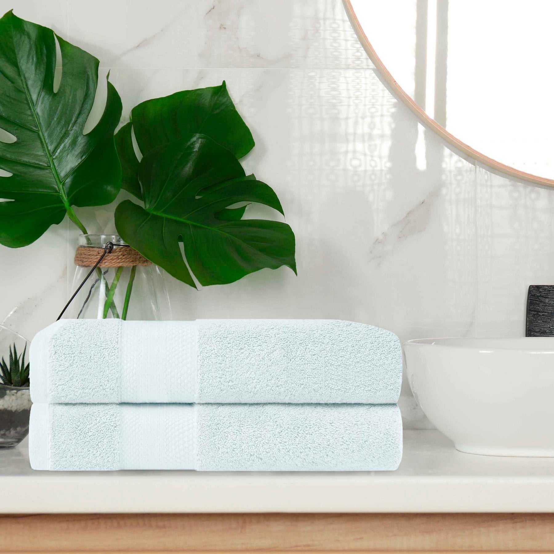 Aria Turkish Cotton Heavyweight Solid Absorbent 2-Piece Bath Towel Set