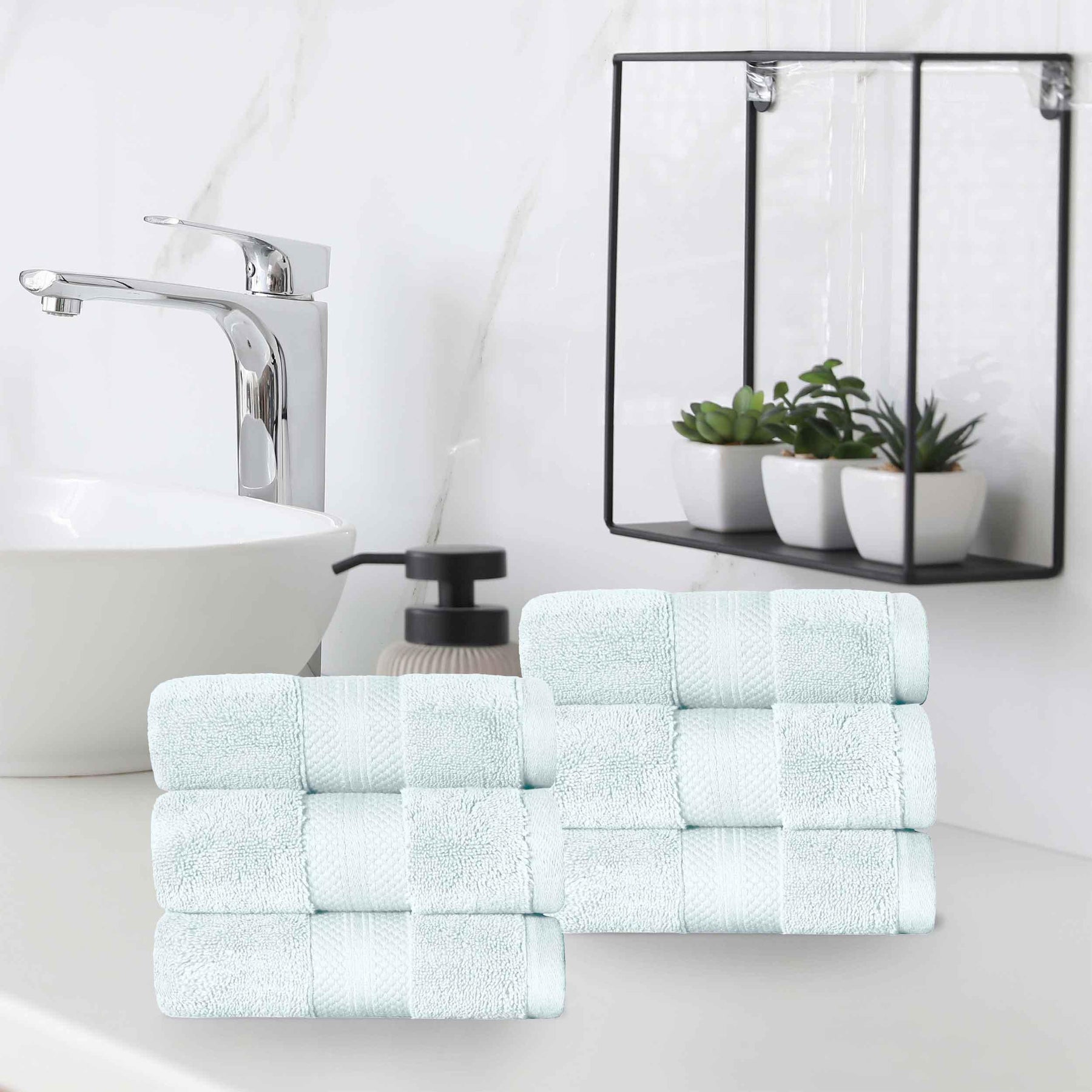 Superior Premium Turkish Cotton 6-Piece Hand Towel Set