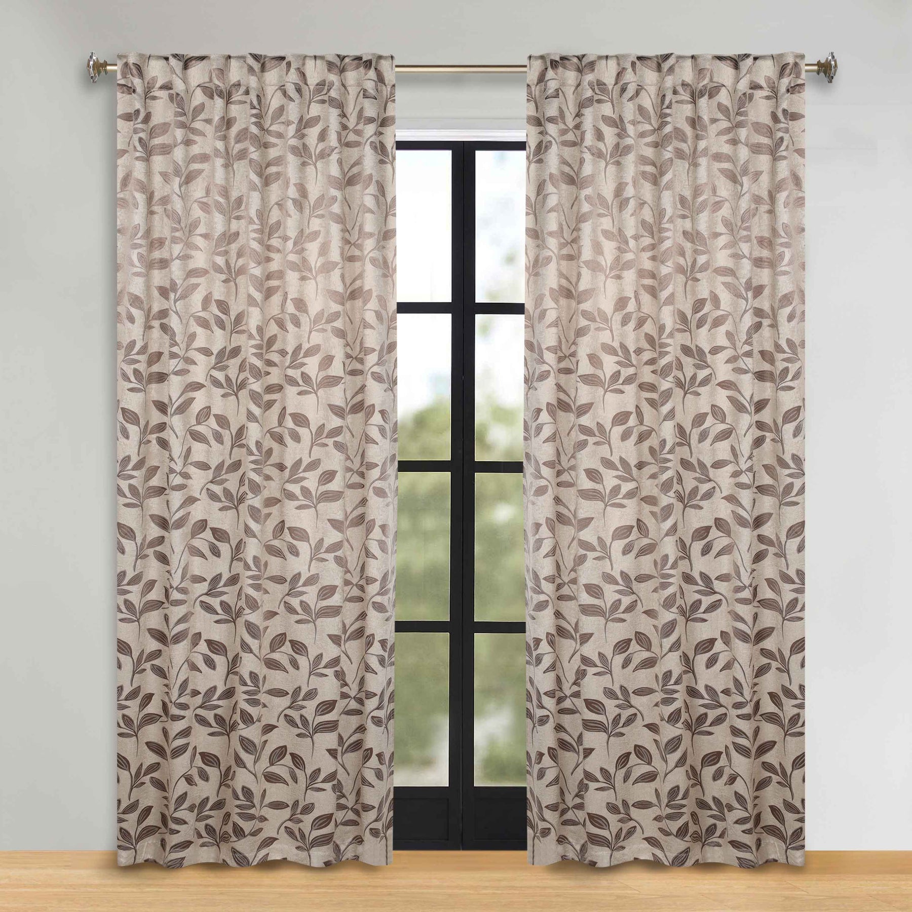 Leaves Room Darkening Back Tabs Blackout Curtain Panels, Set of 2