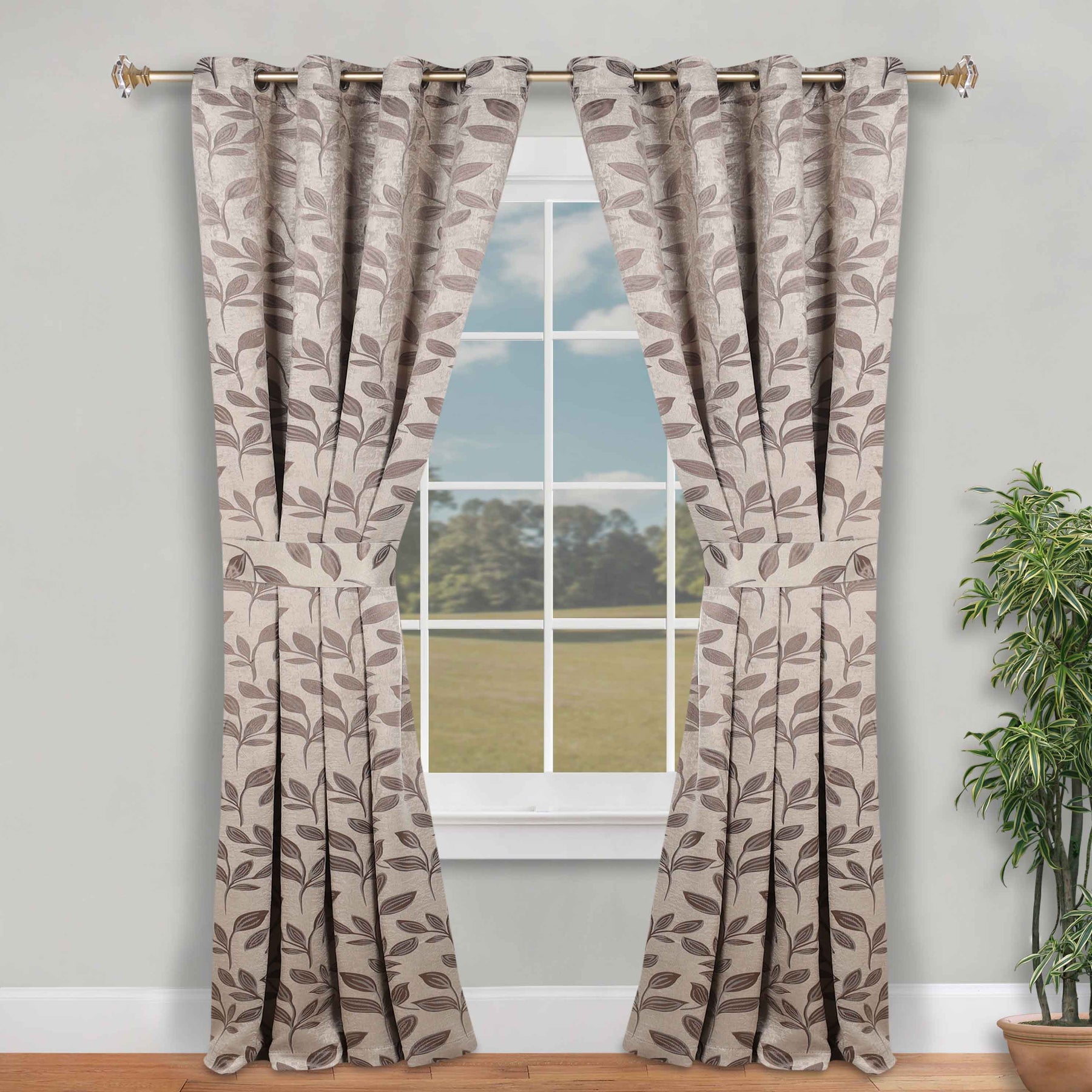 Leaves Room Darkening Washable Blackout Curtain Panels, Set of 2