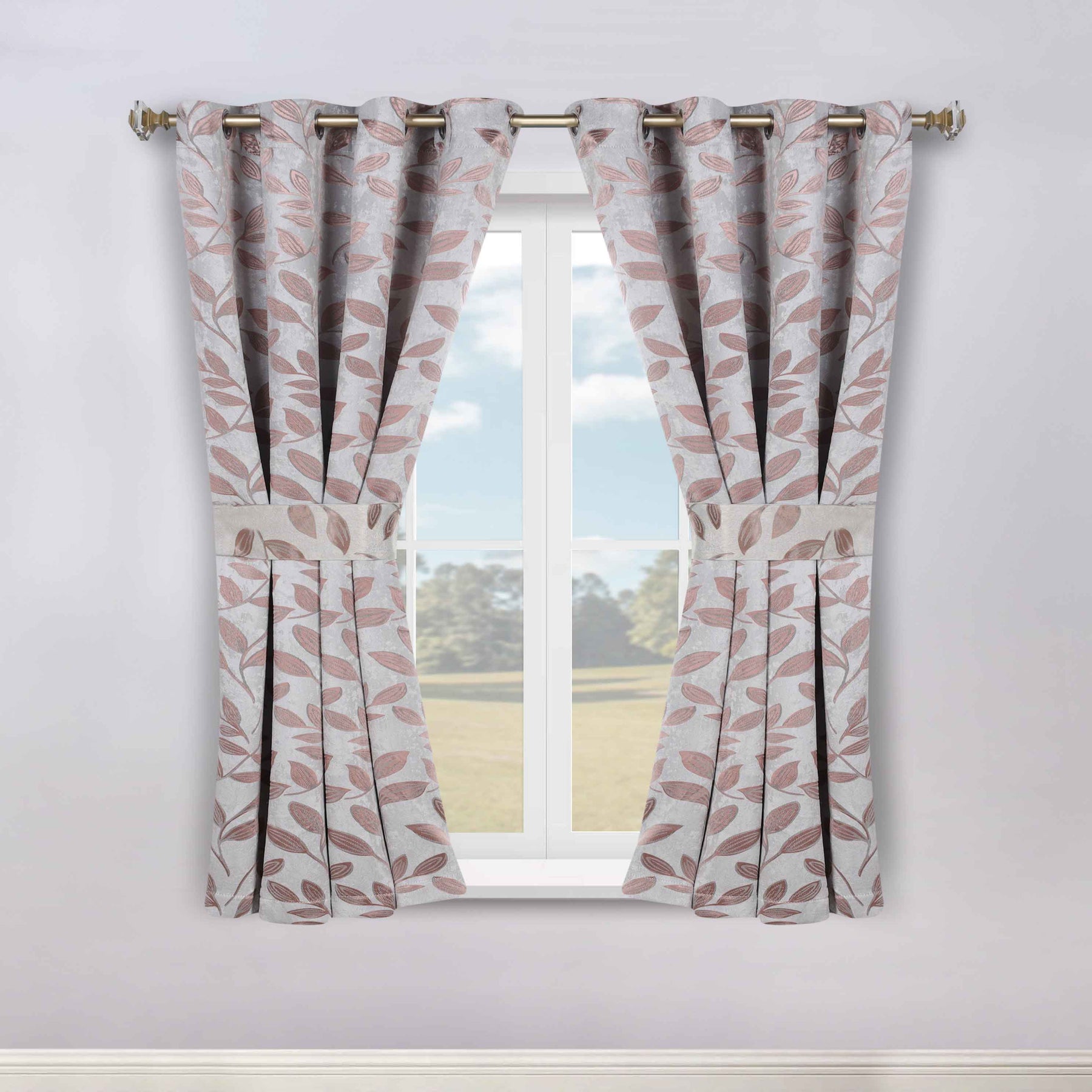 Leaves Room Darkening Washable Blackout Curtain Panels, Set of 2