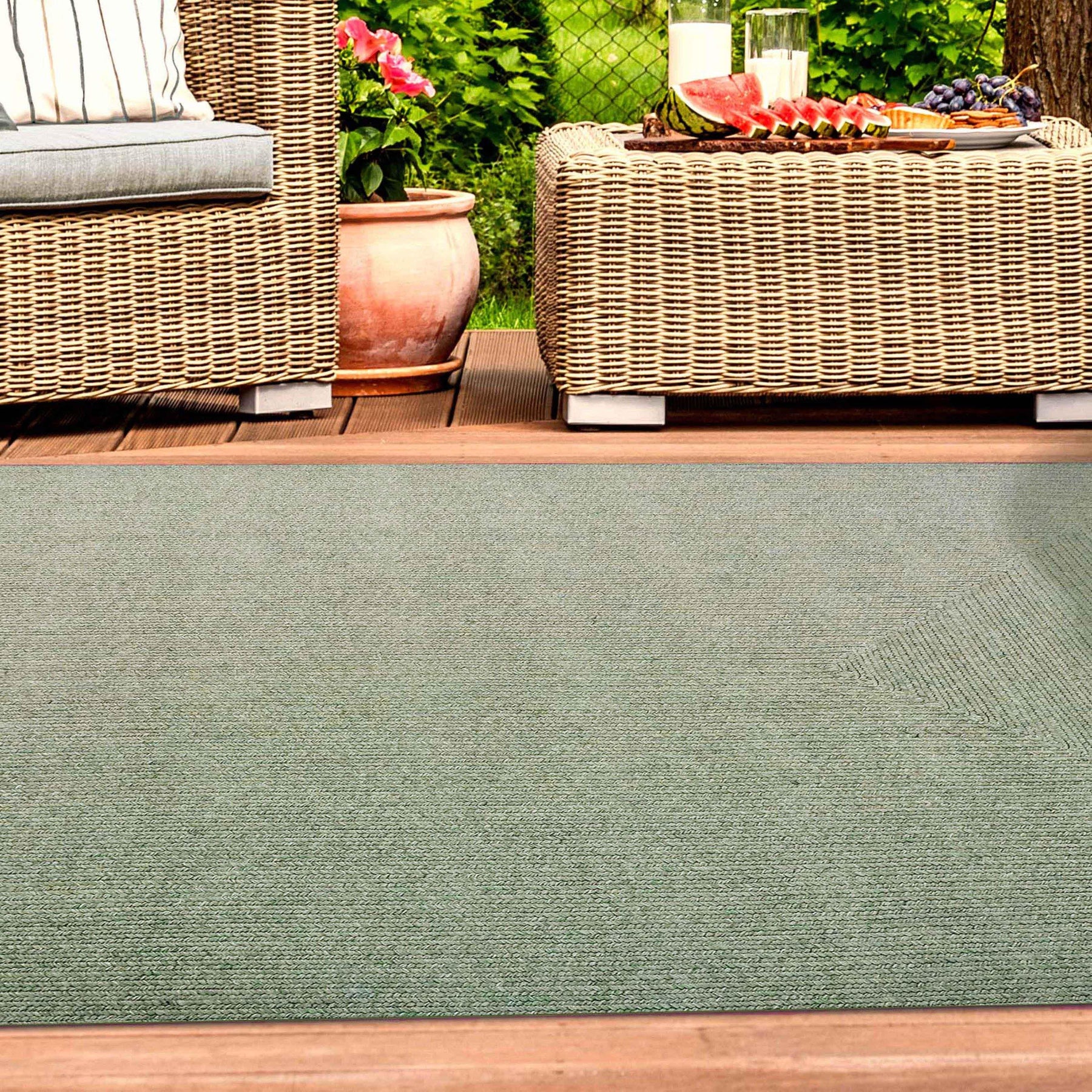 Bohemian Indoor Outdoor Rugs Solid Rectangle Braided Area Rug