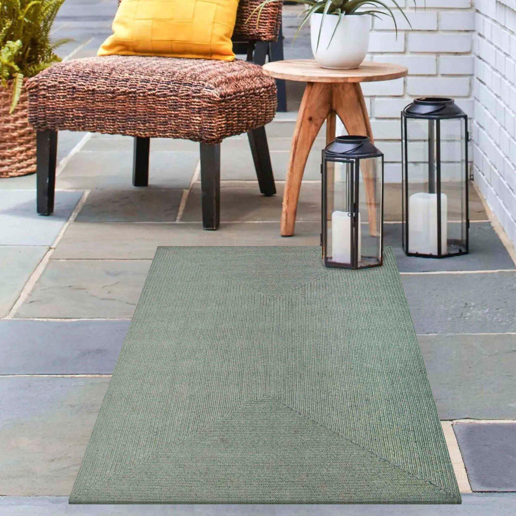 Bohemian Indoor Outdoor Rugs Solid Rectangle Braided Area Rug