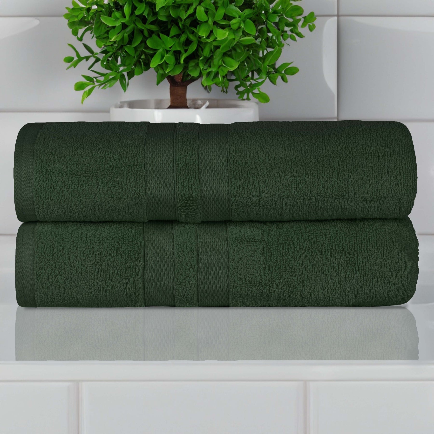 Ultra-Soft Cotton Solid Medium Weight Absorbent Bath Towel Set of 2