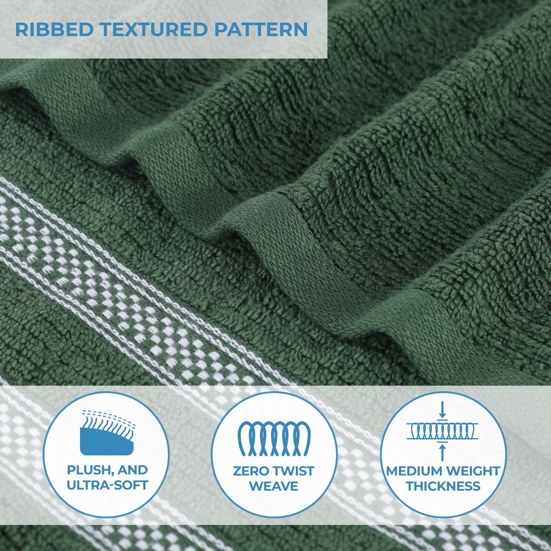 Brea Zero Twist Cotton Ribbed Geometric Border 12 Piece Towel Set