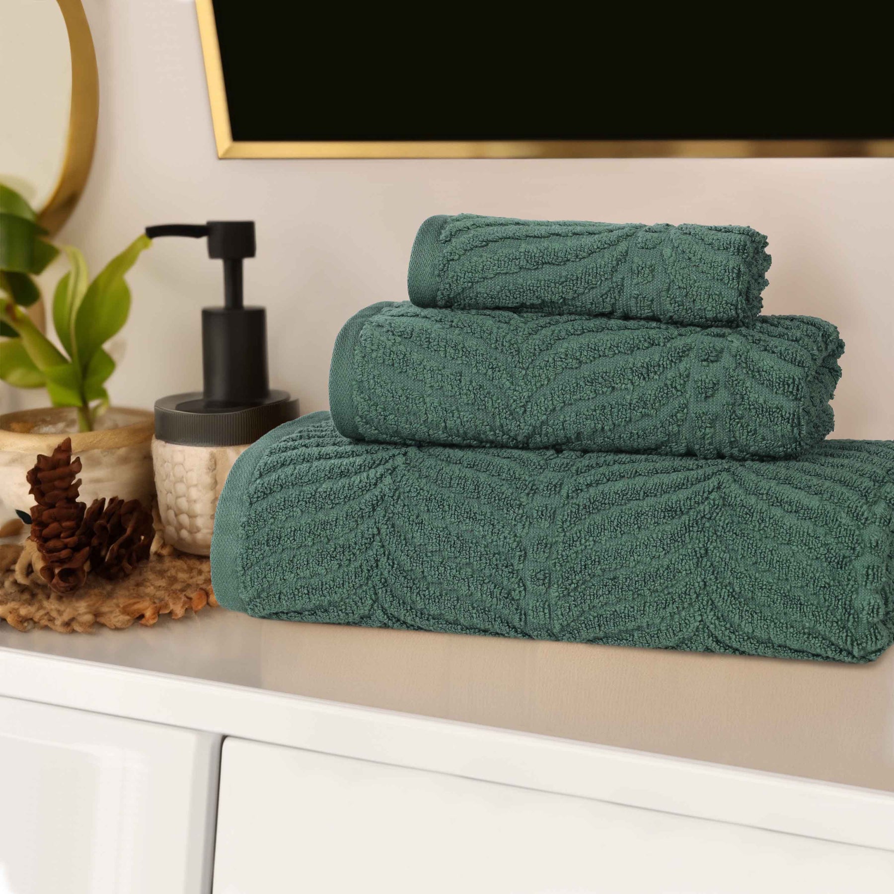 Chevron Zero Twist Jaquard Cotton 3 Piece Bathroom Towel Set