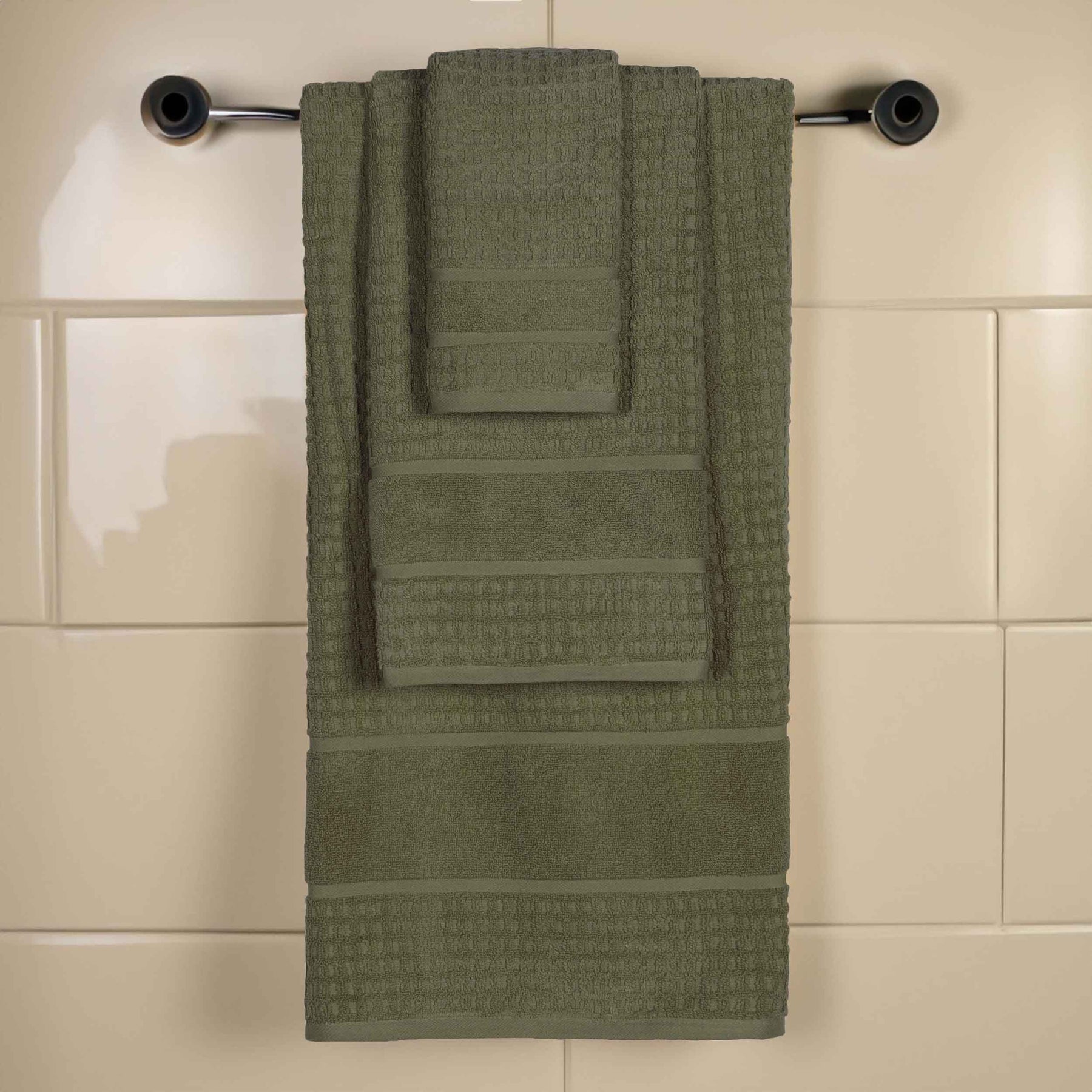 Napa Zero Twist Cotton Solid Waffle Honeycomb 3 Piece Towel Set