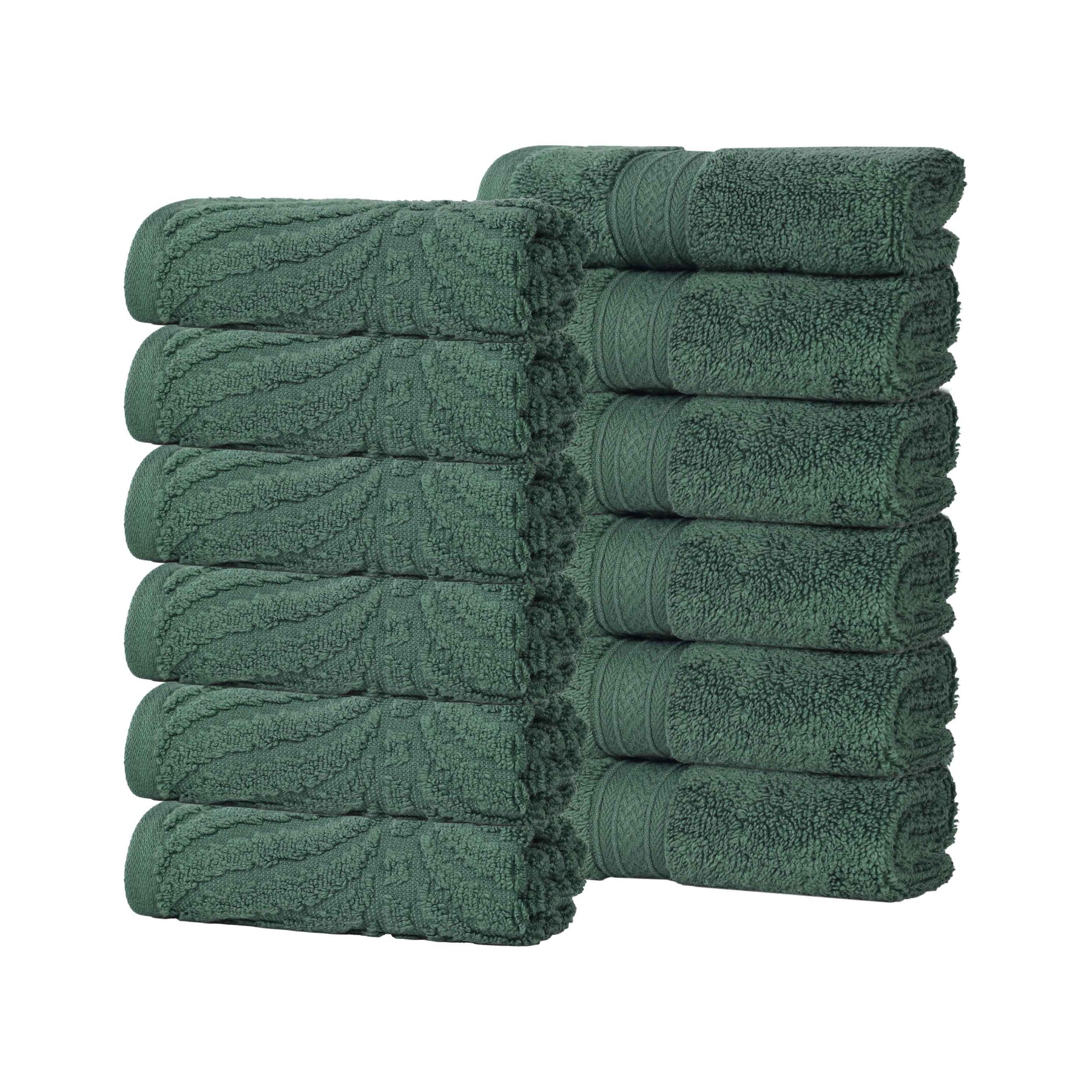 Chevron Zero Twist Solid and Jacquard Soft Cotton Washcloth Set of 12