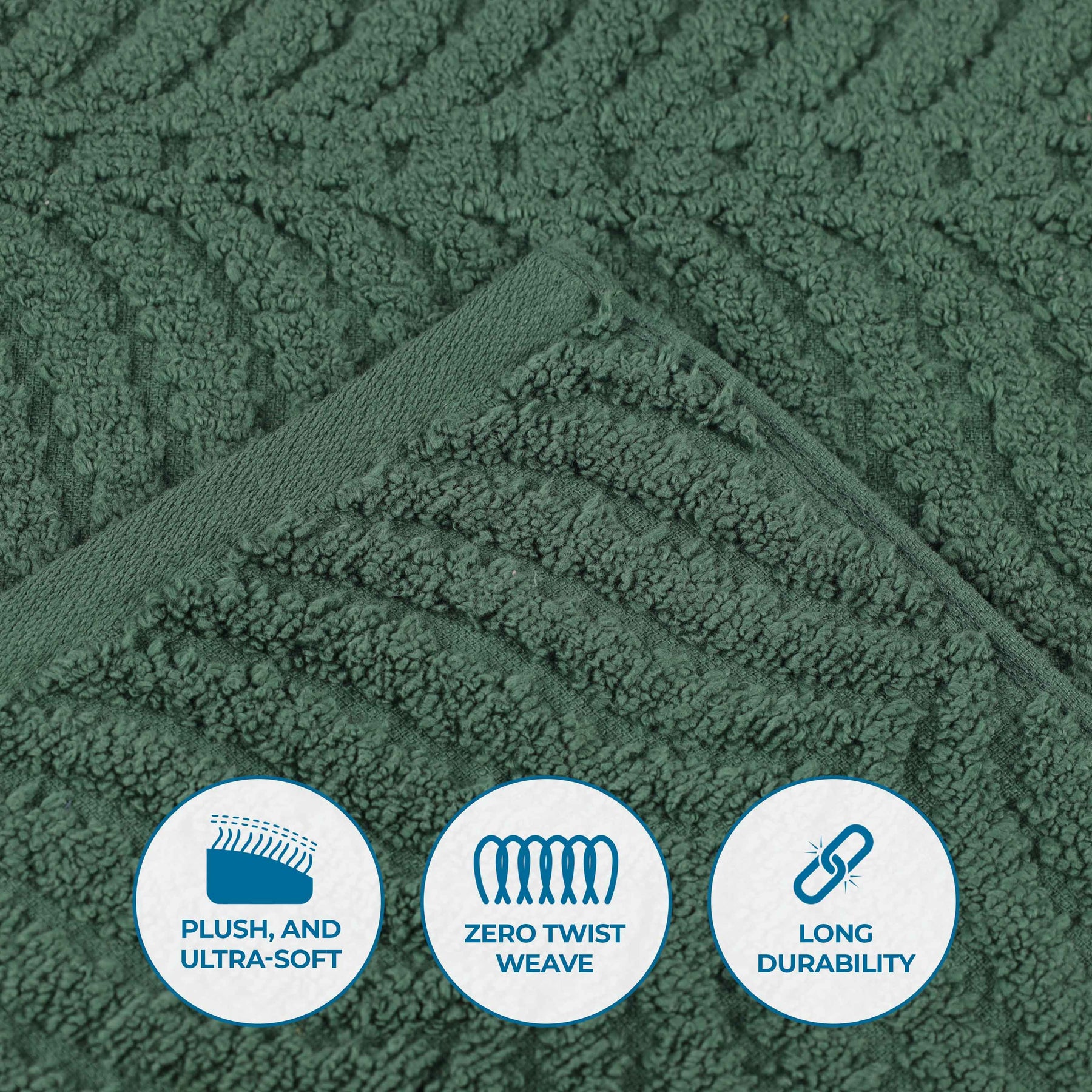 Chevron Zero Twist Solid and Jacquard Soft Cotton Bath Towel Set of 4