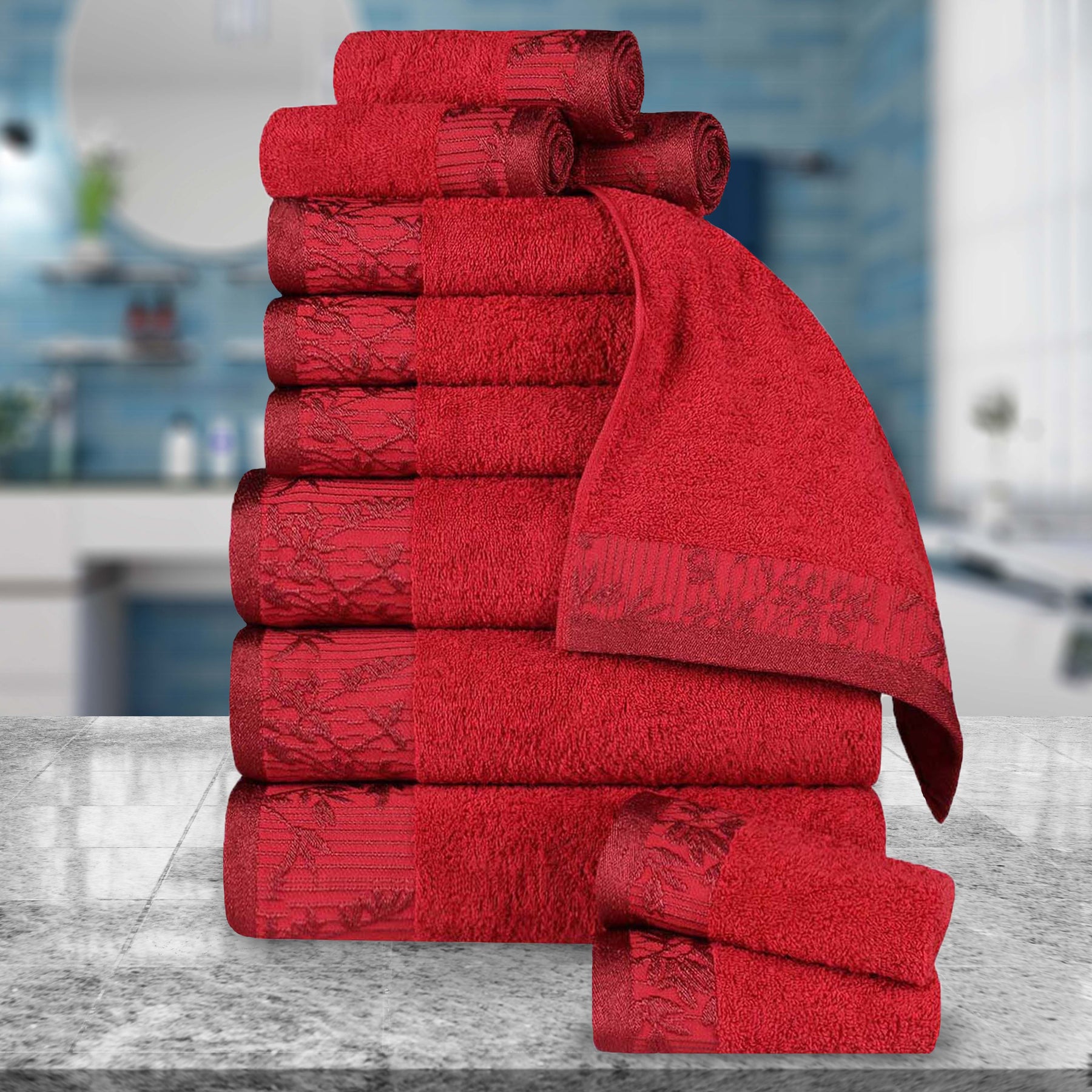 Wisteria Cotton Medium Weight Floral Jacquard 12 Piece Towel Set