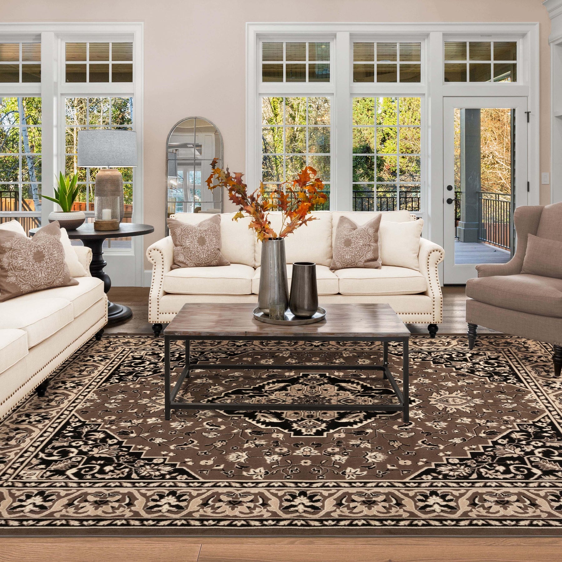 Glendale Traditional Floral Medallion Indoor Area Rug or Runner Rug