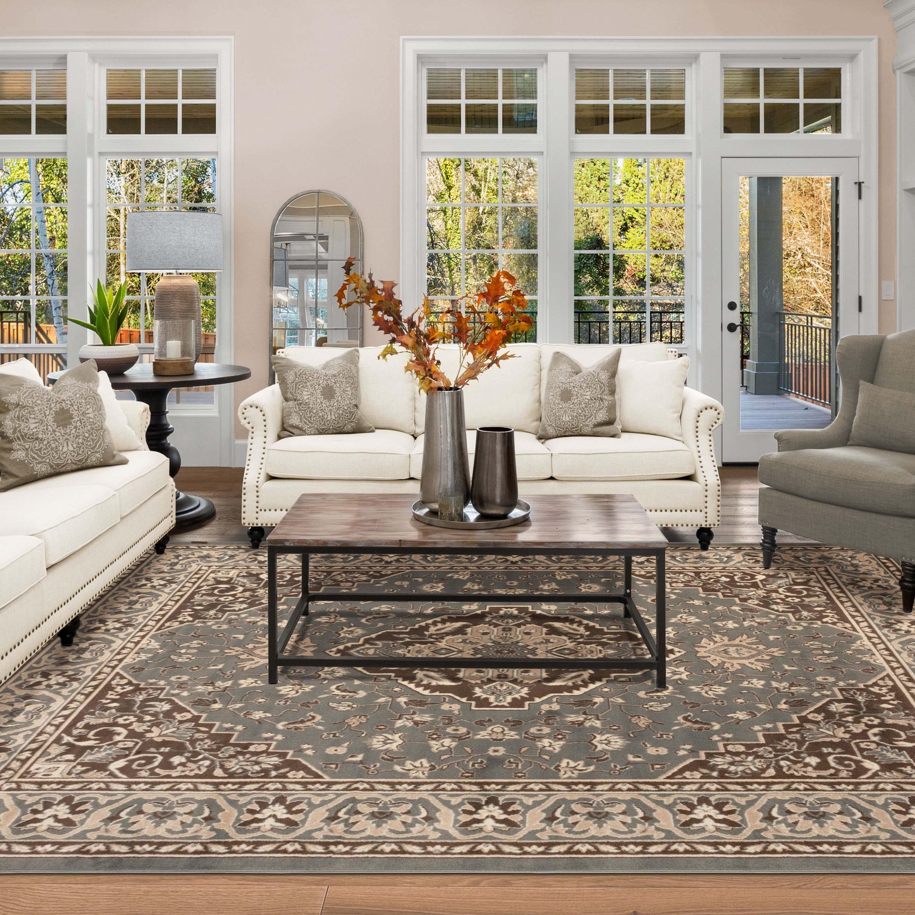 Glendale Traditional Floral Medallion Indoor Area Rug or Runner Rug
