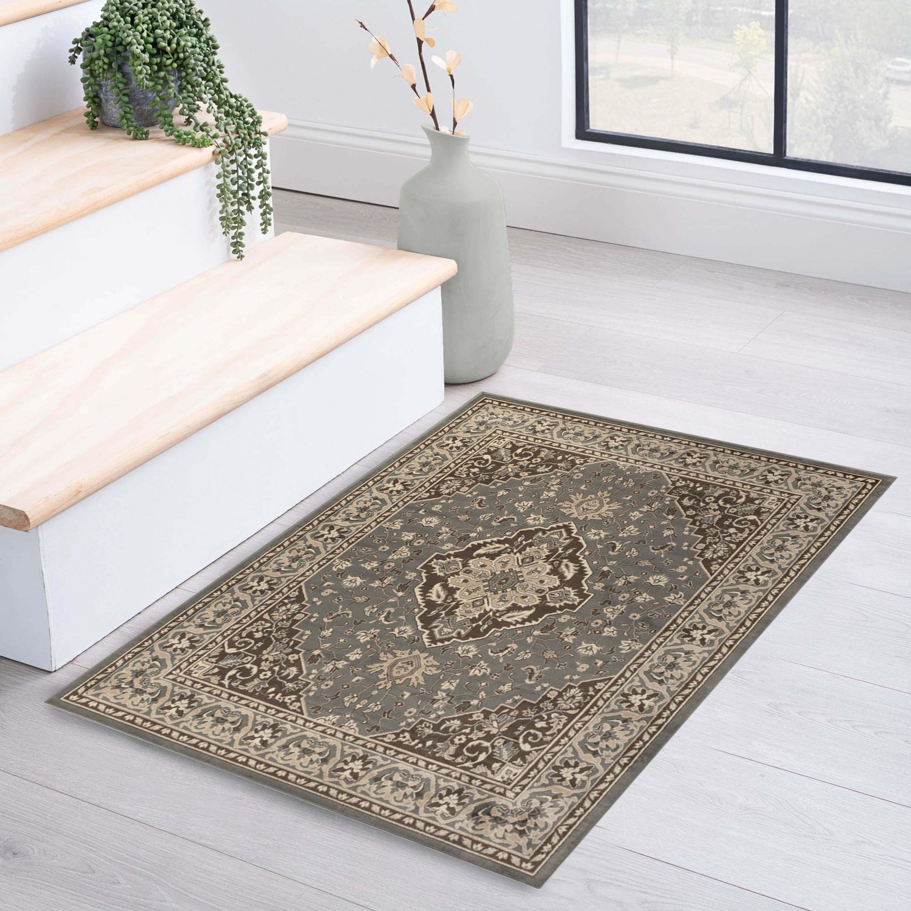 Glendale Traditional Floral Medallion Indoor Area Rug or Runner Rug