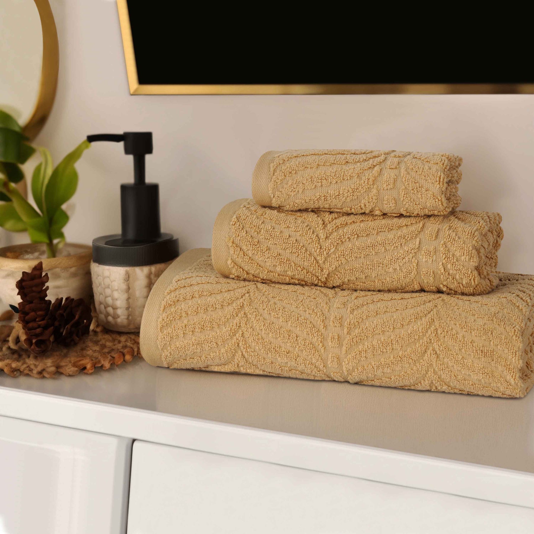 Chevron Zero Twist Jaquard Cotton 3 Piece Bathroom Towel Set
