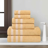 Zero Twist Cotton Ribbed Towel Set 6-Piece - Brea