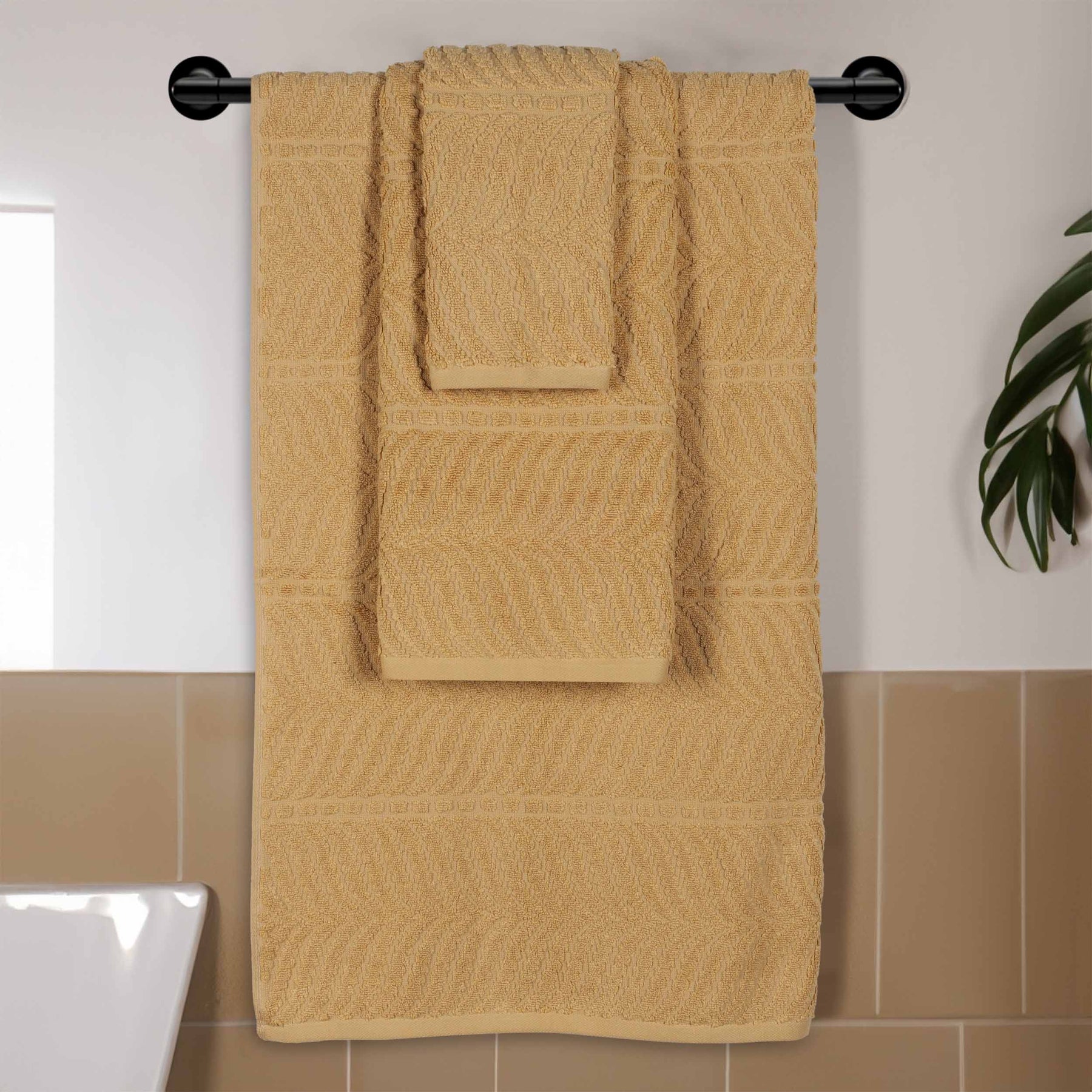 Chevron Zero Twist Jaquard Cotton 3 Piece Bathroom Towel Set