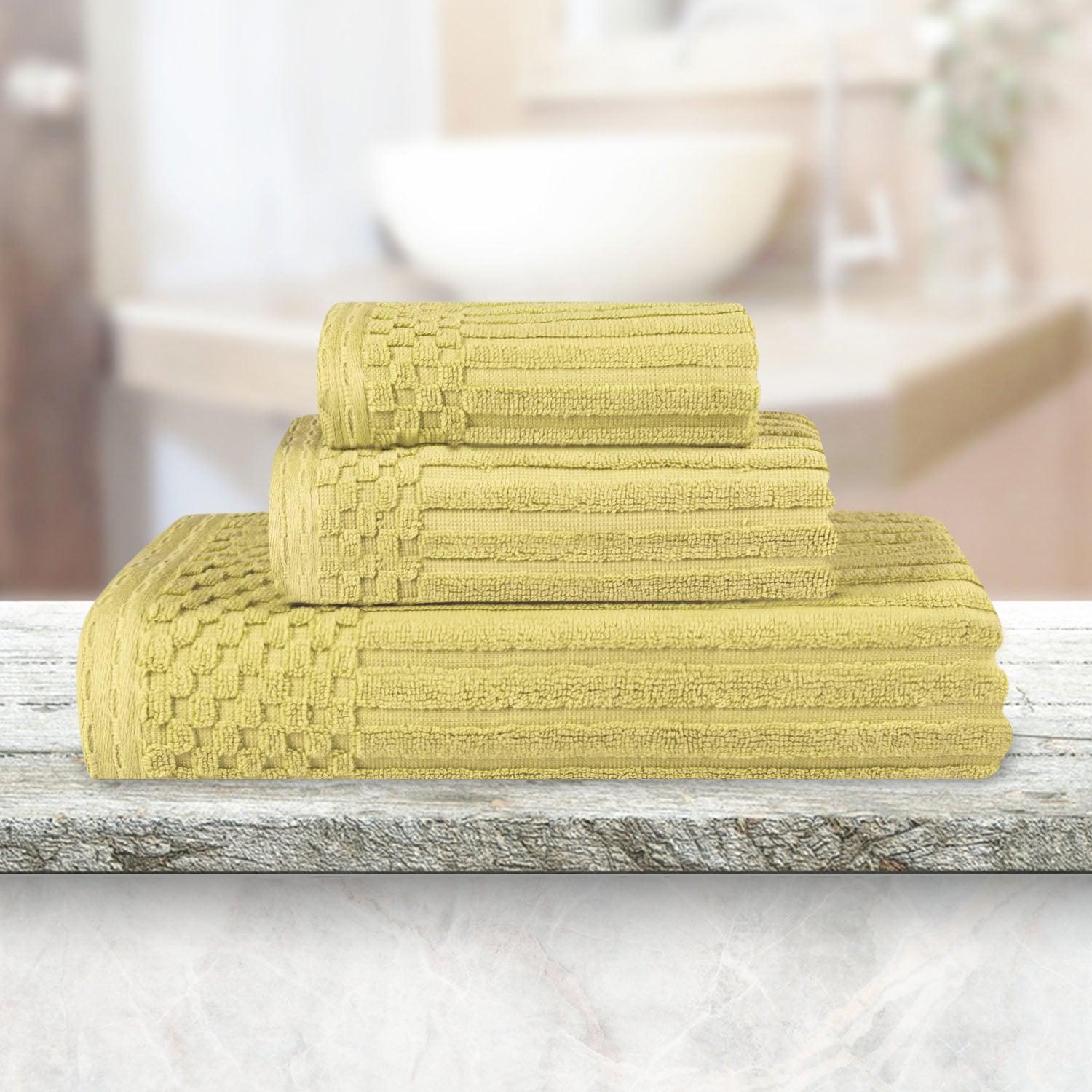 Soho Ribbed Cotton Absorbent 3 Piece Assorted Towel Set