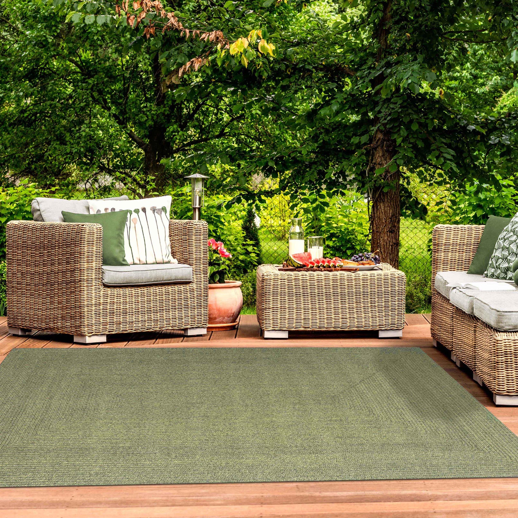 Bohemian Indoor Outdoor Rugs Solid Rectangle Braided Area Rug