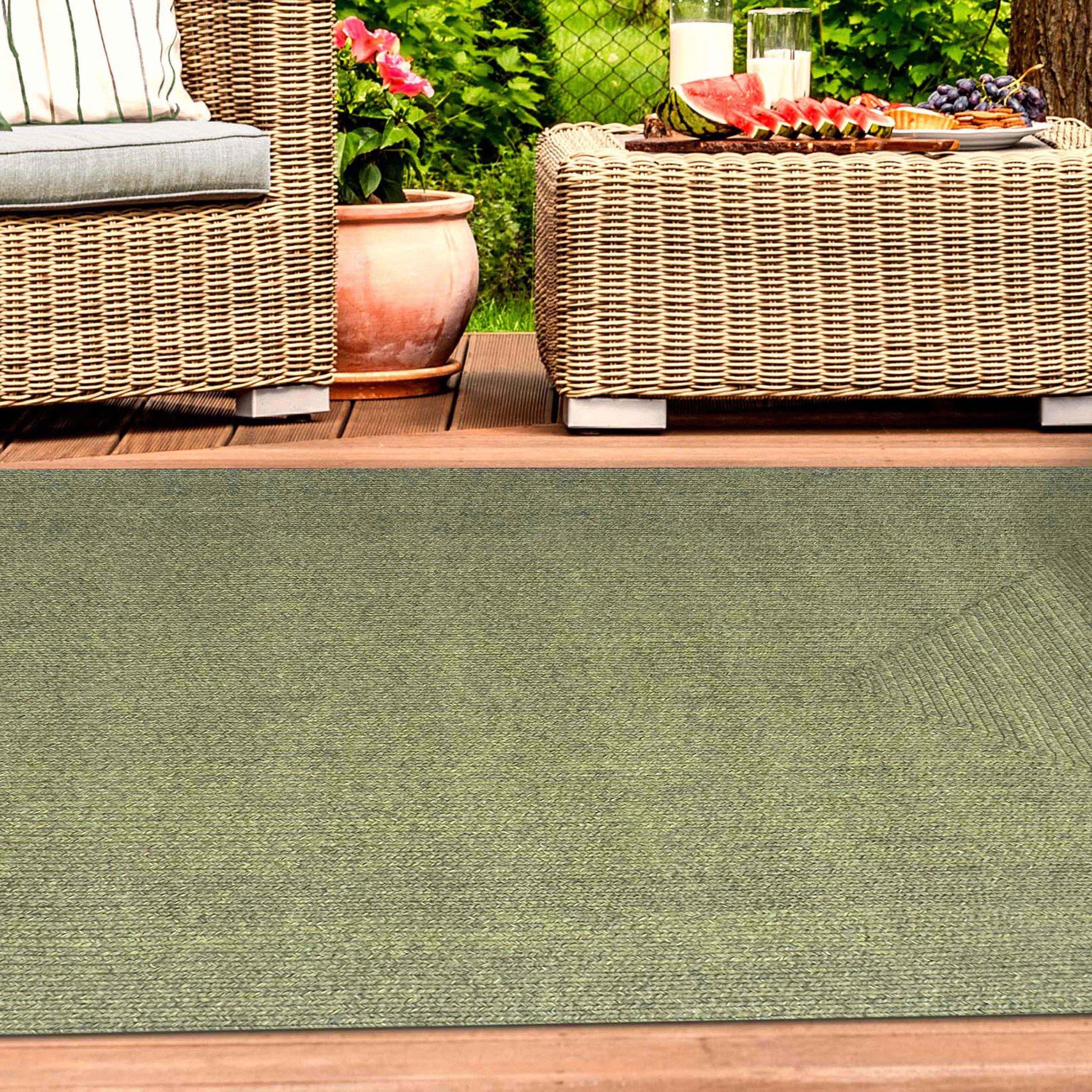 Bohemian Indoor Outdoor Rugs Solid Rectangle Braided Area Rug