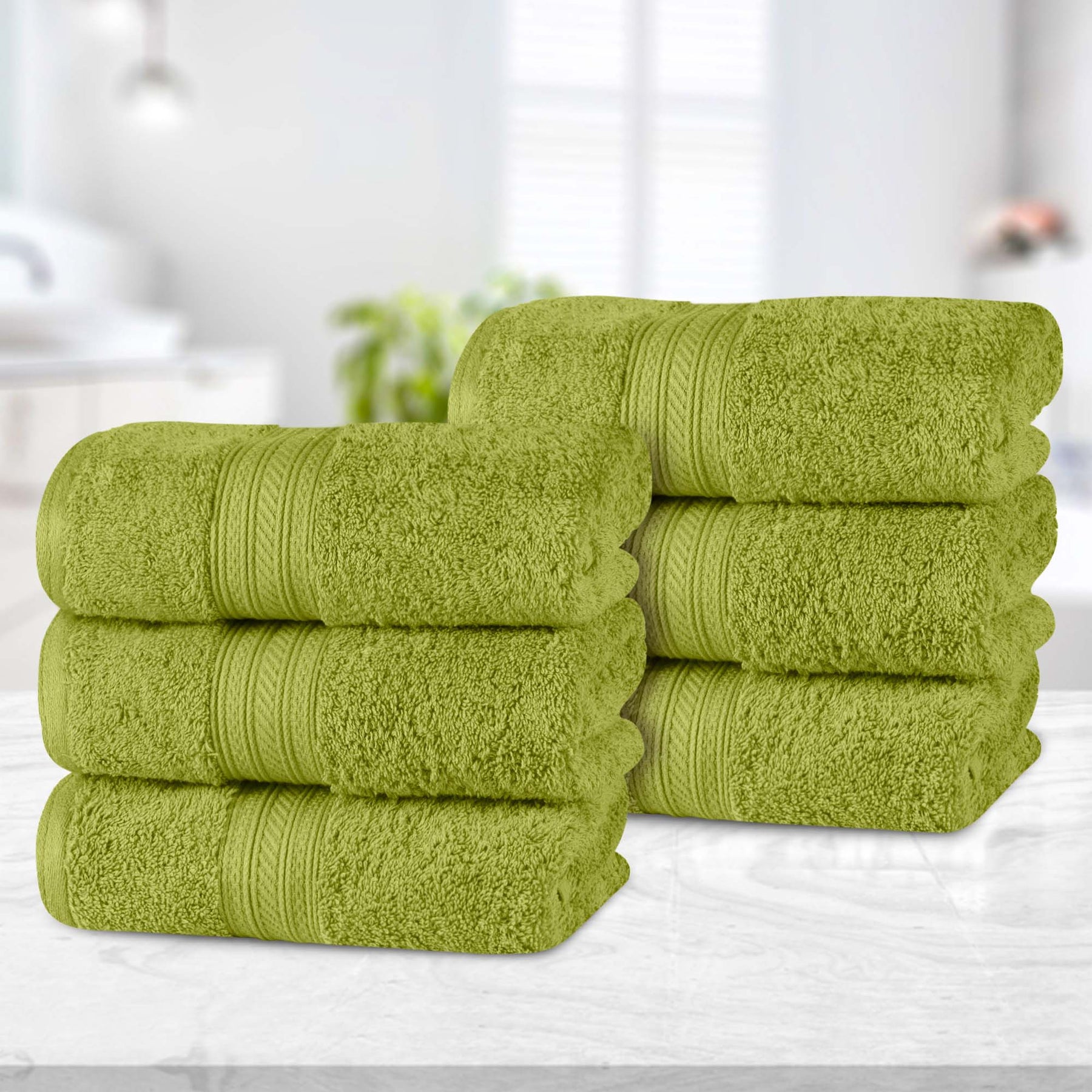 Atlas Cotton Plush Absorbent Heavyweight Luxury Hand Towel Set of 6