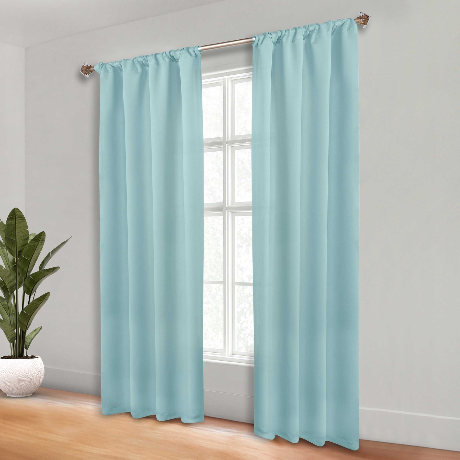 Solid Room Darkening Rod Pocket Blackout Curtain Panels, Set of 2