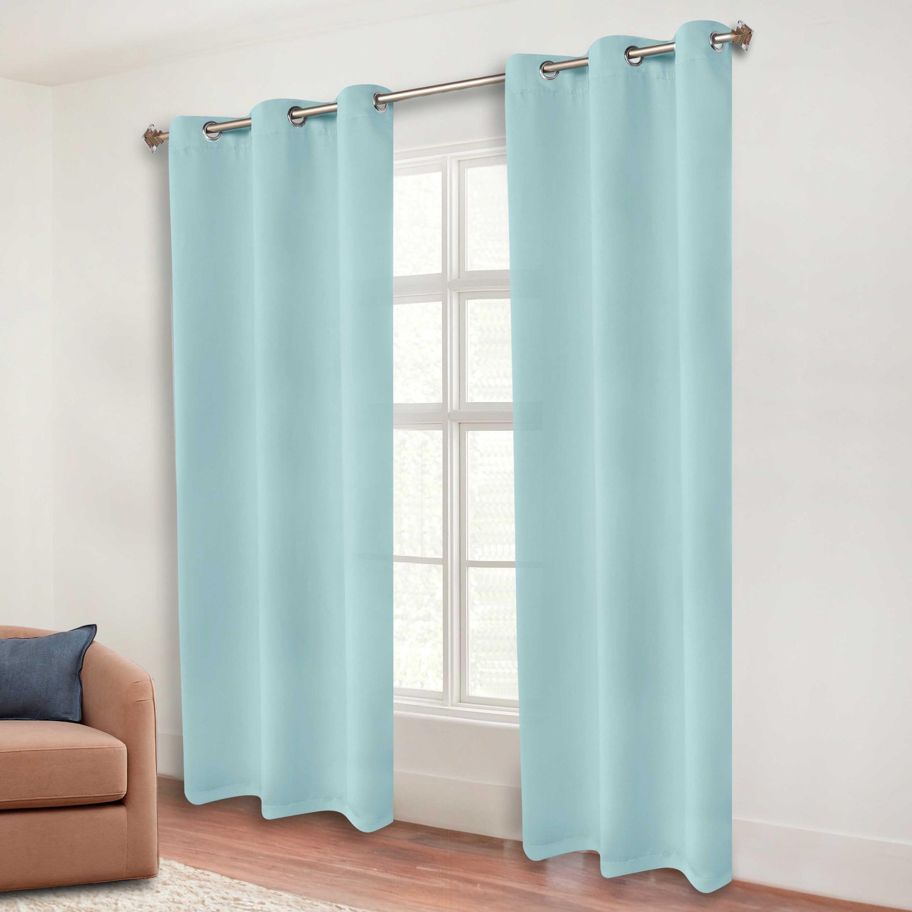 Classic Modern Solid Room Darkening Blackout Curtain Panels, Set of 2