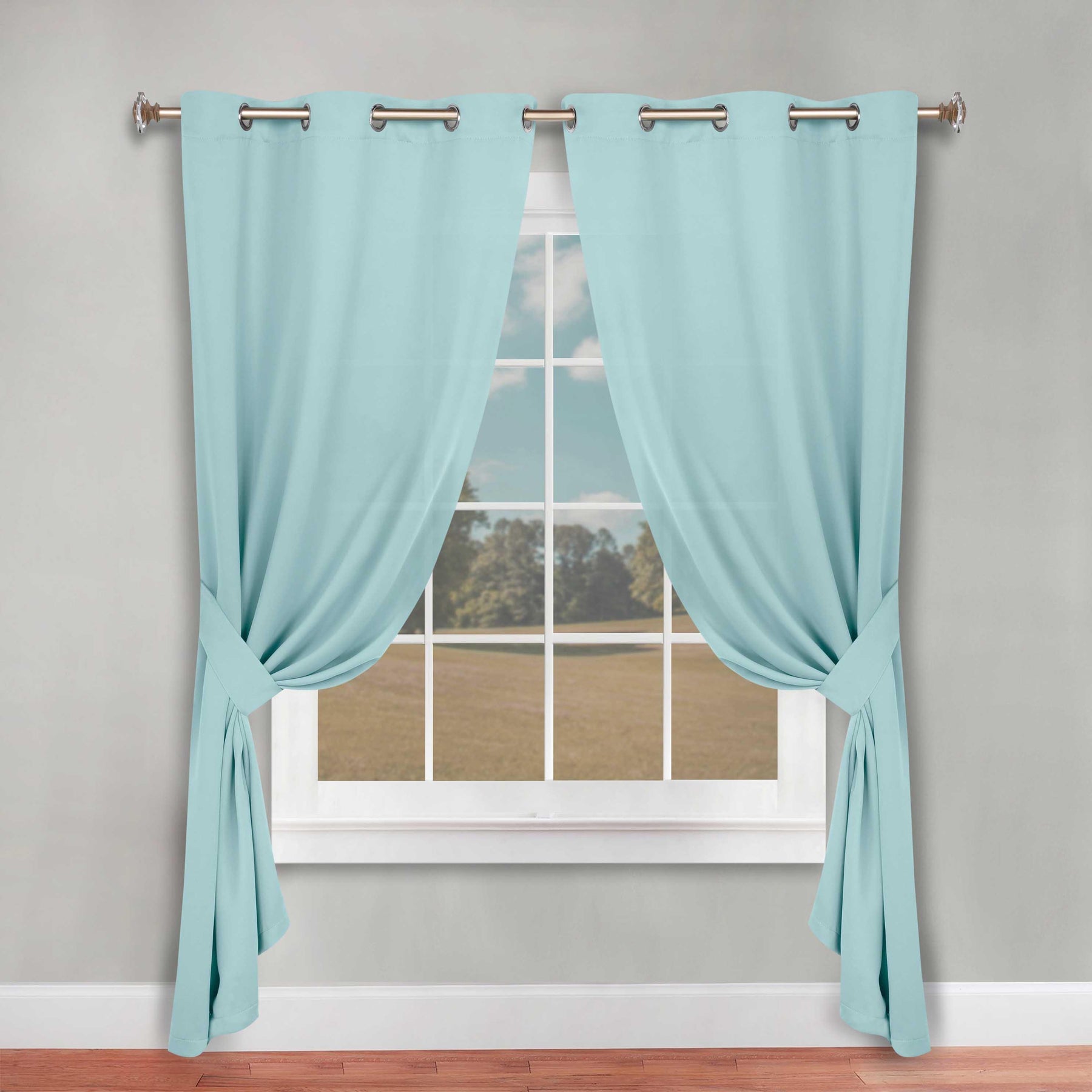 Classic Modern Solid Room Darkening Blackout Curtain Panels, Set of 2