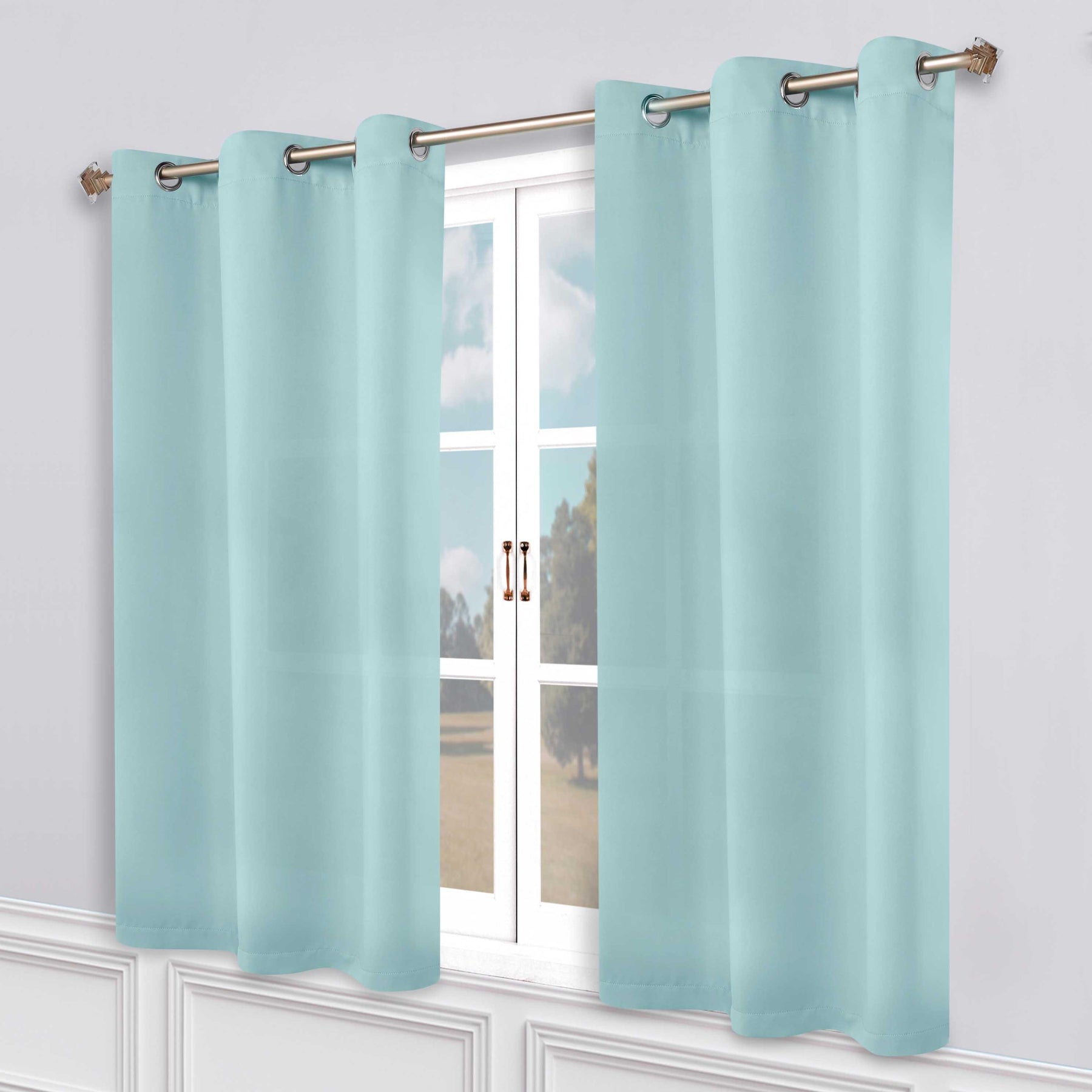 Classic Modern Solid Room Darkening Blackout Curtain Panels, Set of 2