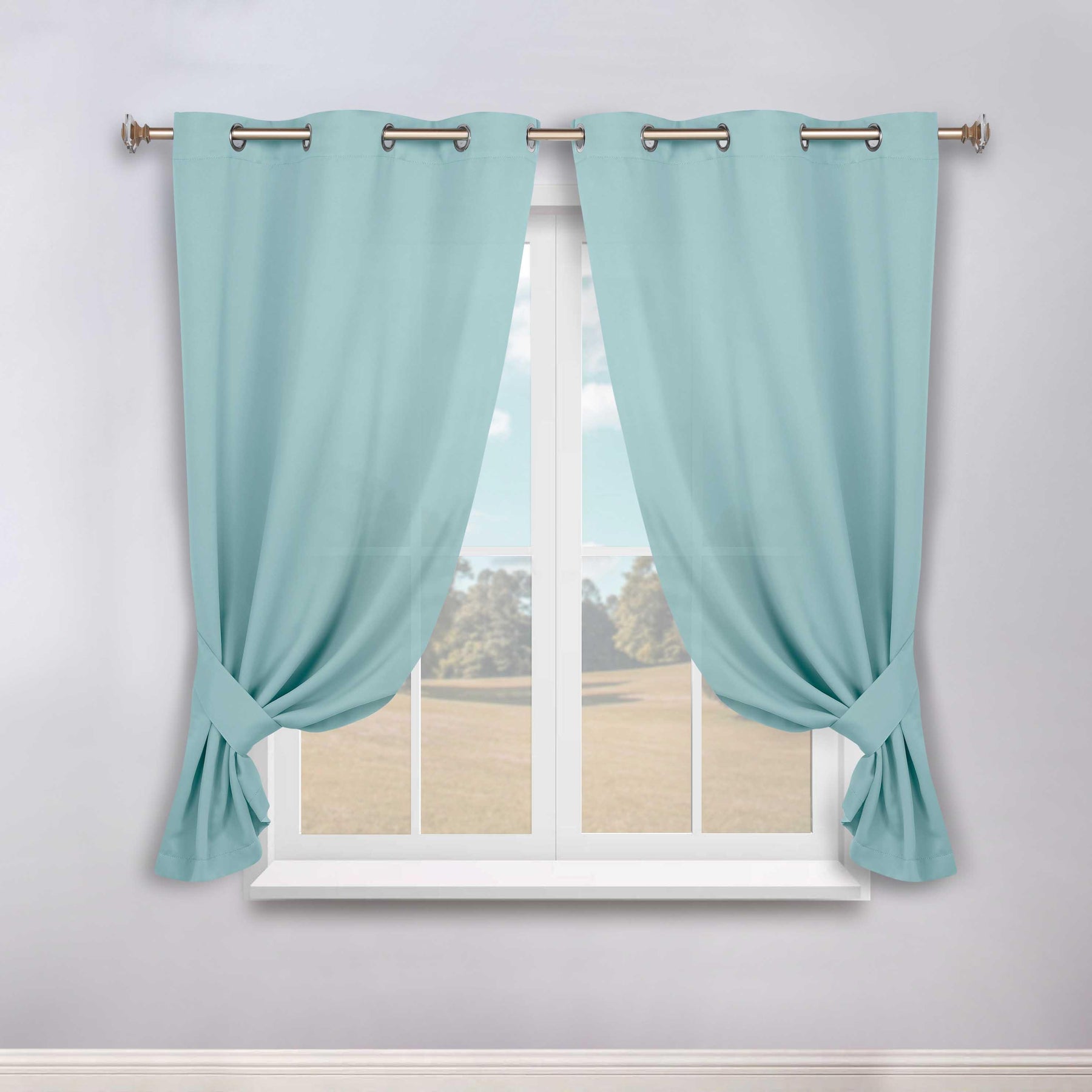 Classic Modern Solid Room Darkening Blackout Curtain Panels, Set of 2