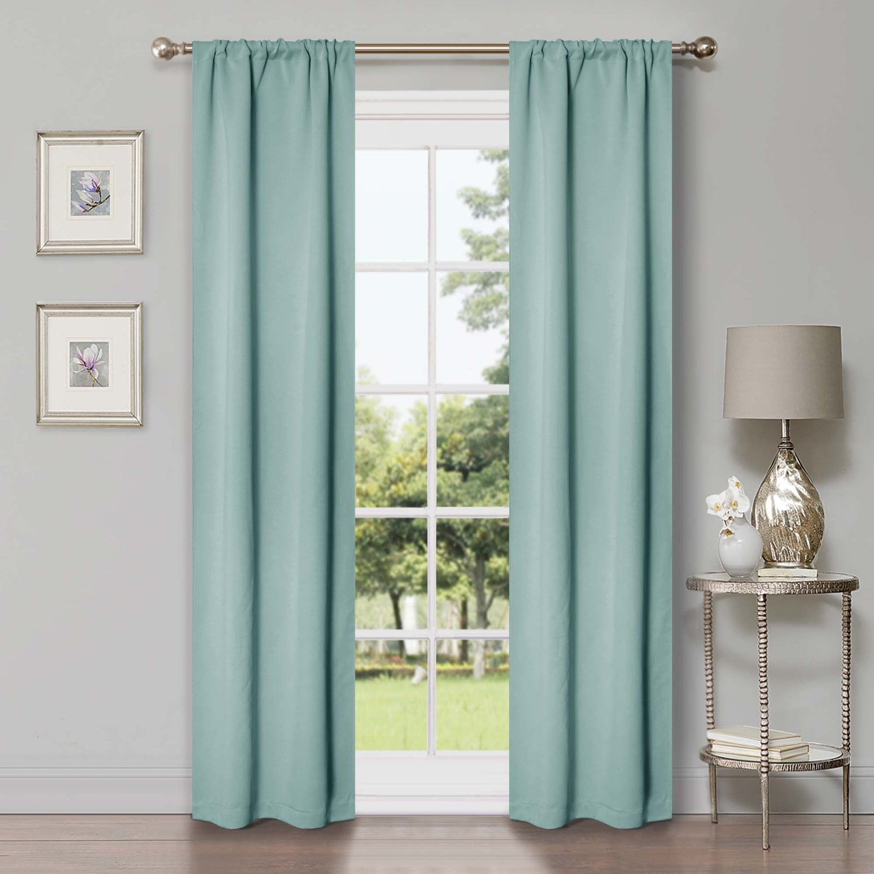 Solid Room Darkening Rod Pocket Blackout Curtain Panels, Set of 2