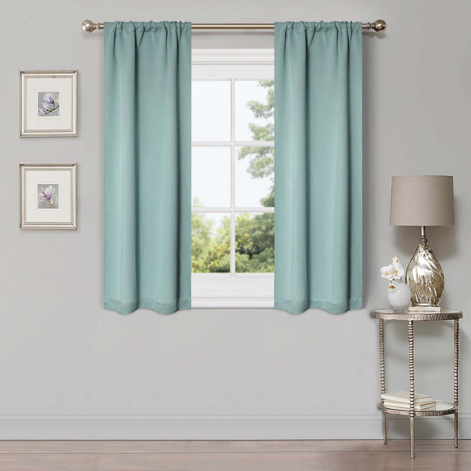 Solid Room Darkening Rod Pocket Blackout Curtain Panels, Set of 2