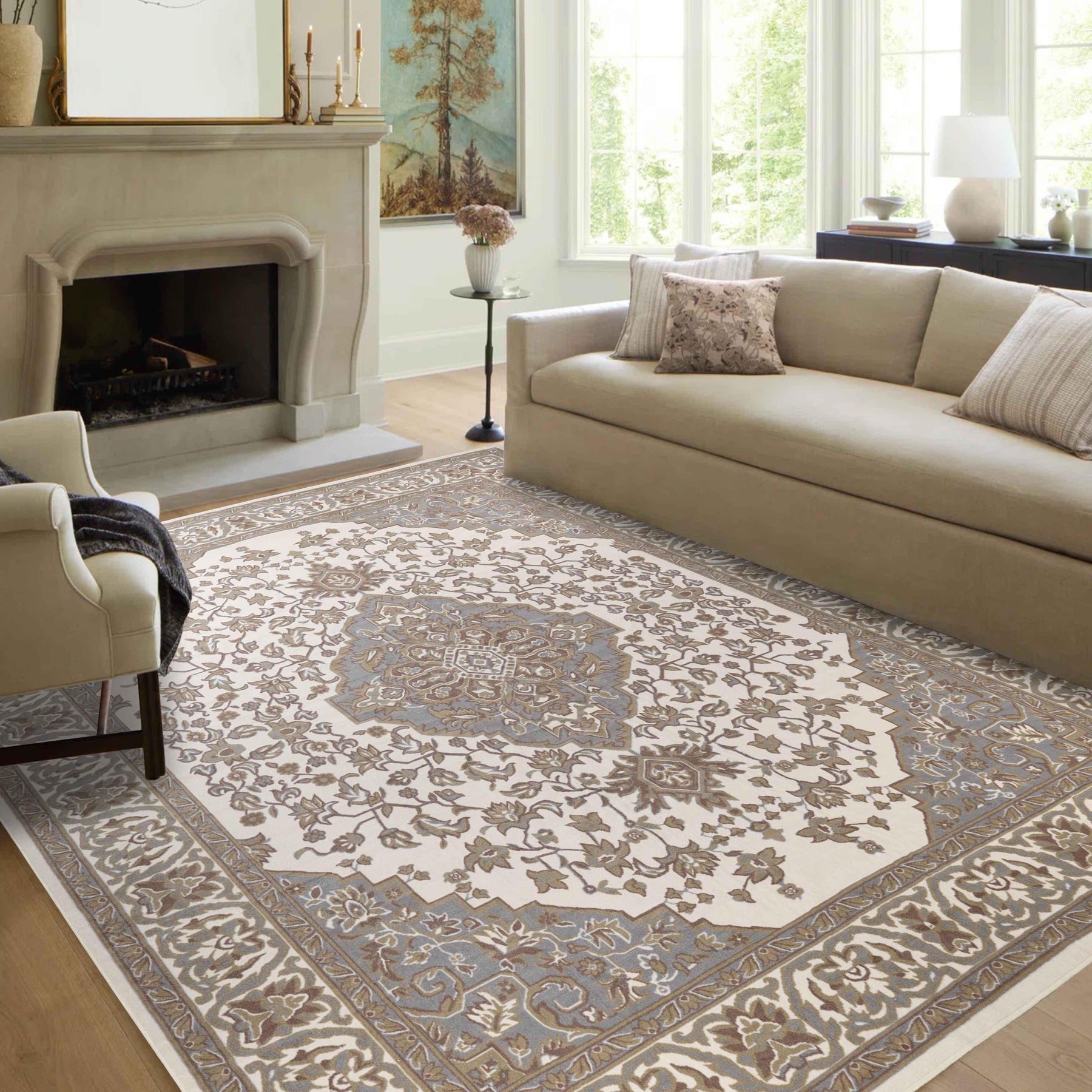 Glendale Traditional Floral Medallion Indoor Area Rug or Runner Rug