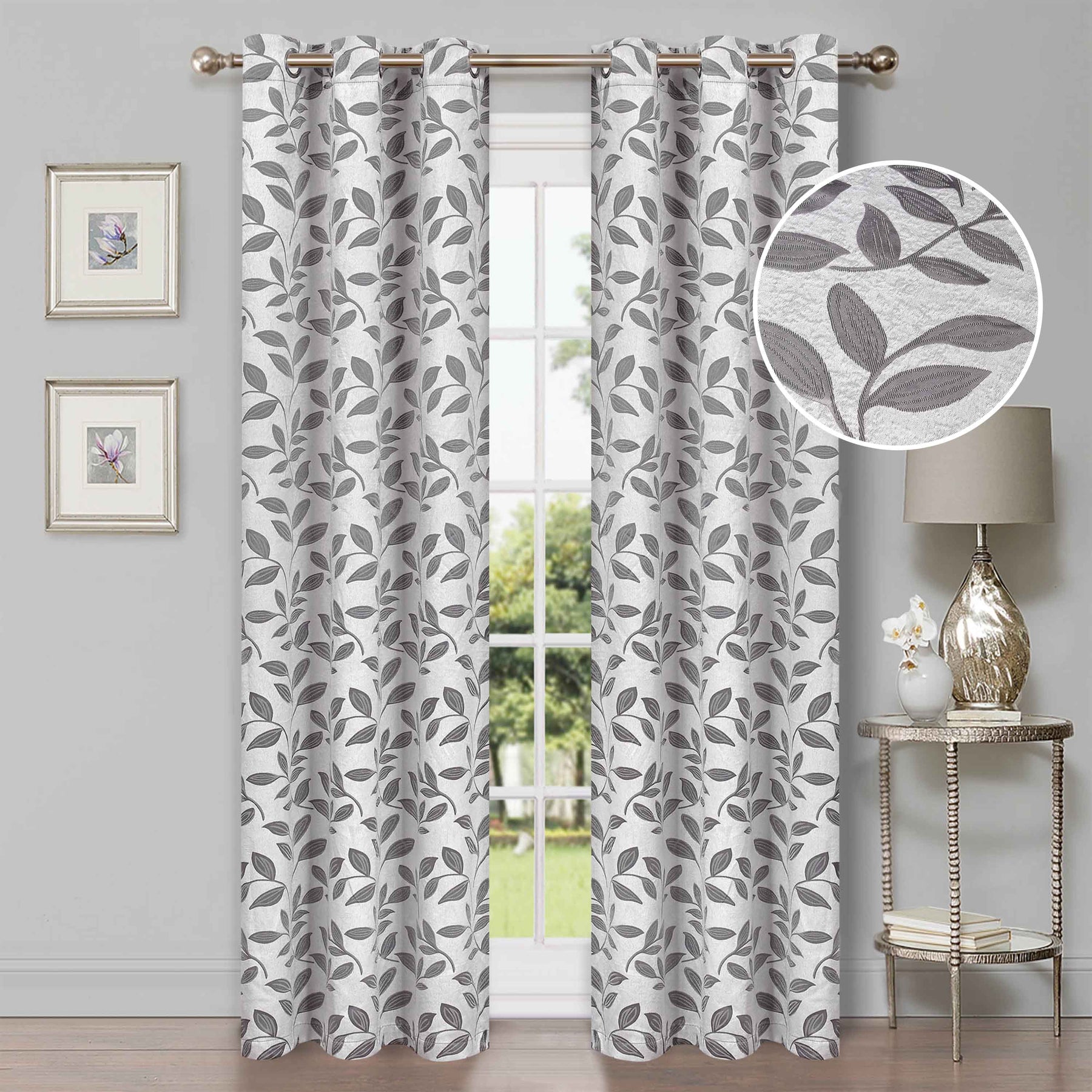 Leaves Room Darkening Blackout Curtain Panel Sets 8 Pieces