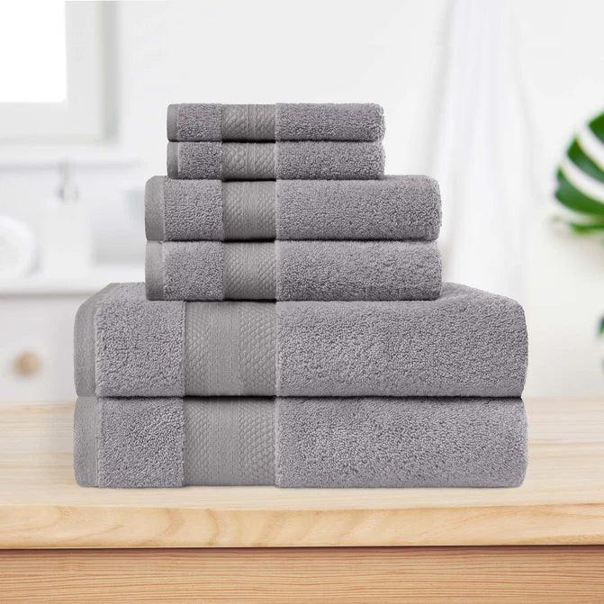 Turkish Cotton Highly Absorbent Solid 6 Piece Towel Set