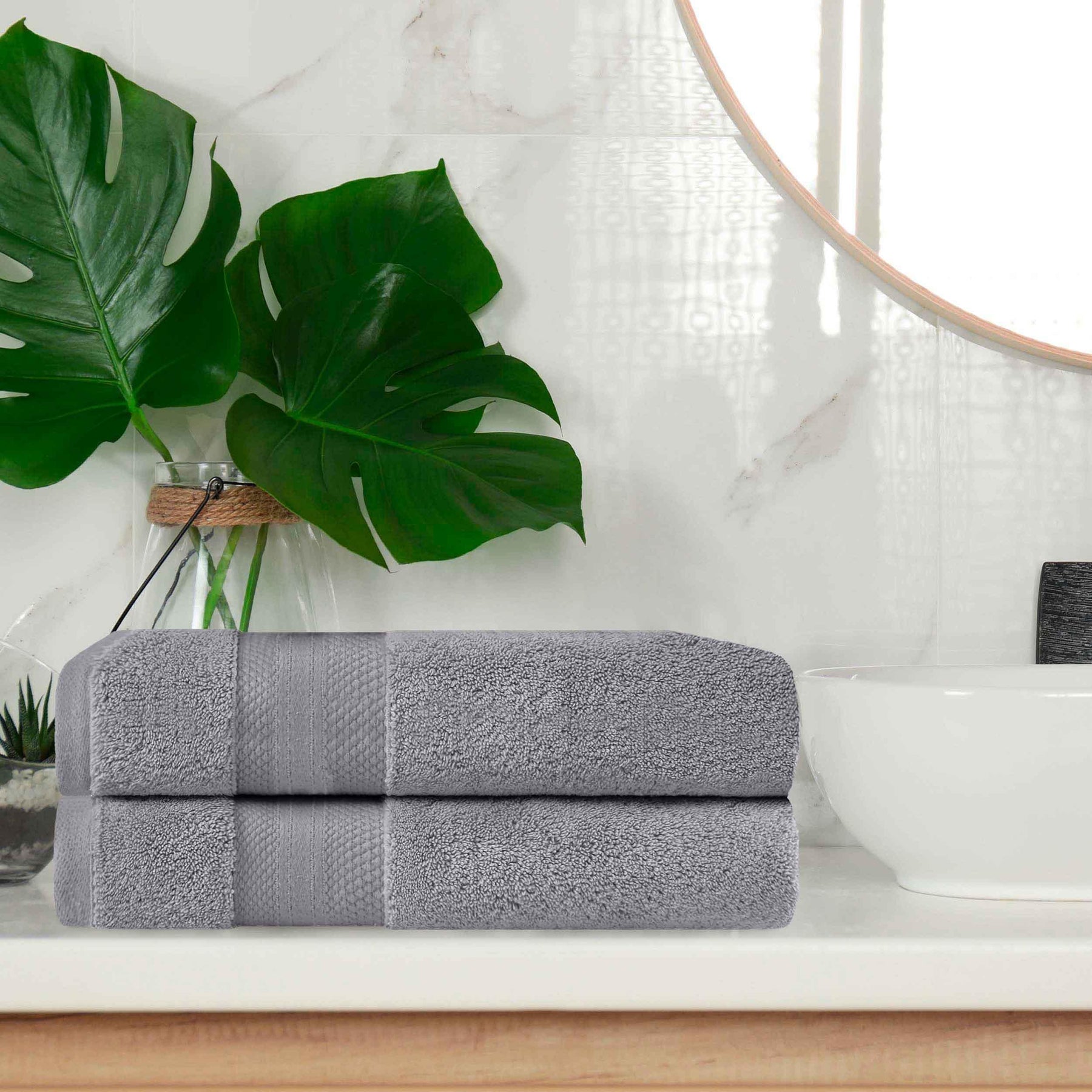 Aria Turkish Cotton Heavyweight Solid Absorbent 2-Piece Bath Towel Set
