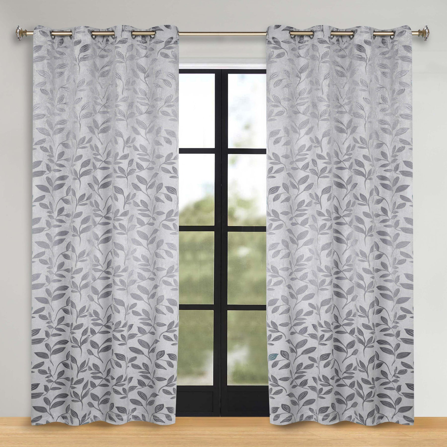 Leaves Room Darkening Washable Blackout Curtain Panels, Set of 2