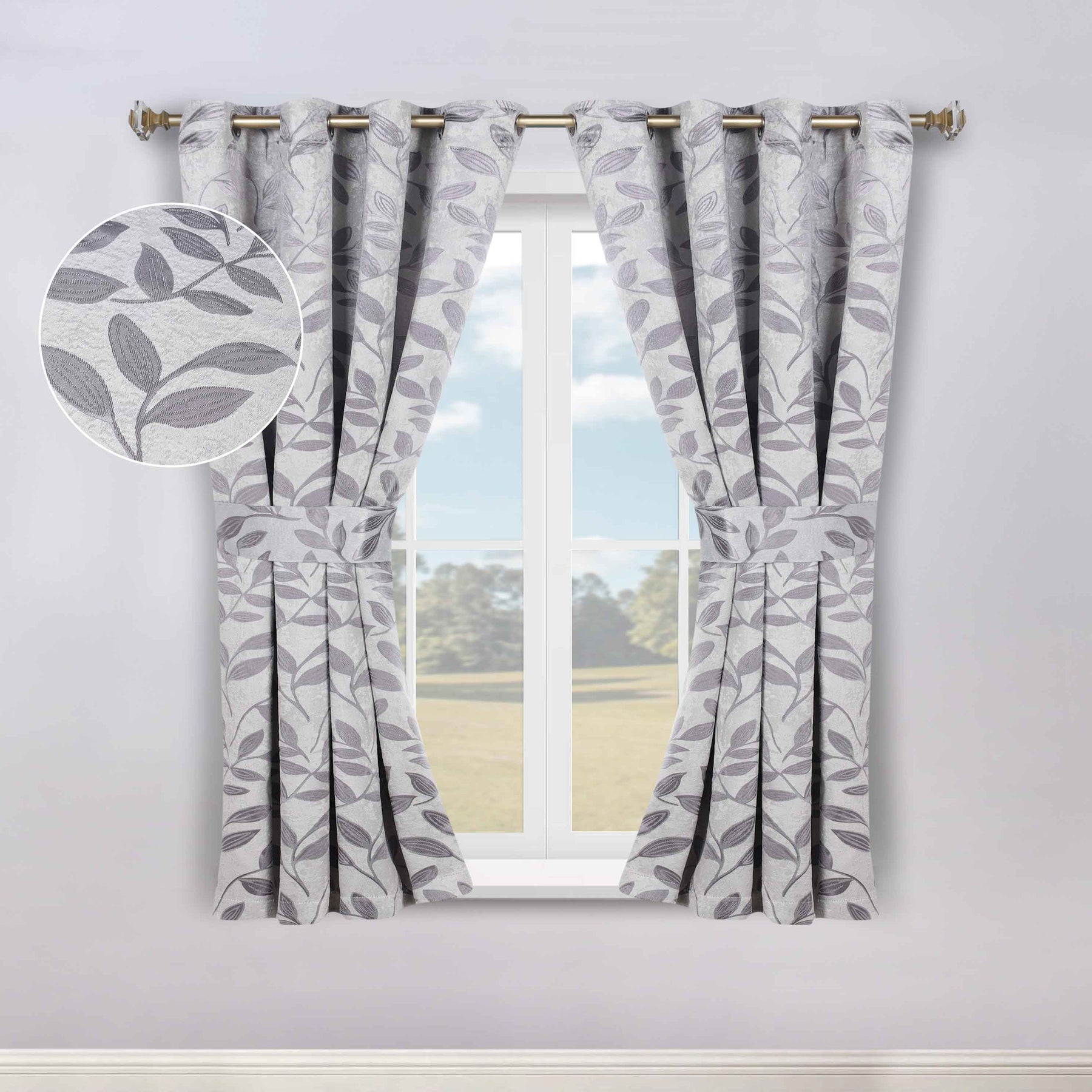 Leaves Room Darkening Washable Blackout Curtain Panels, Set of 2