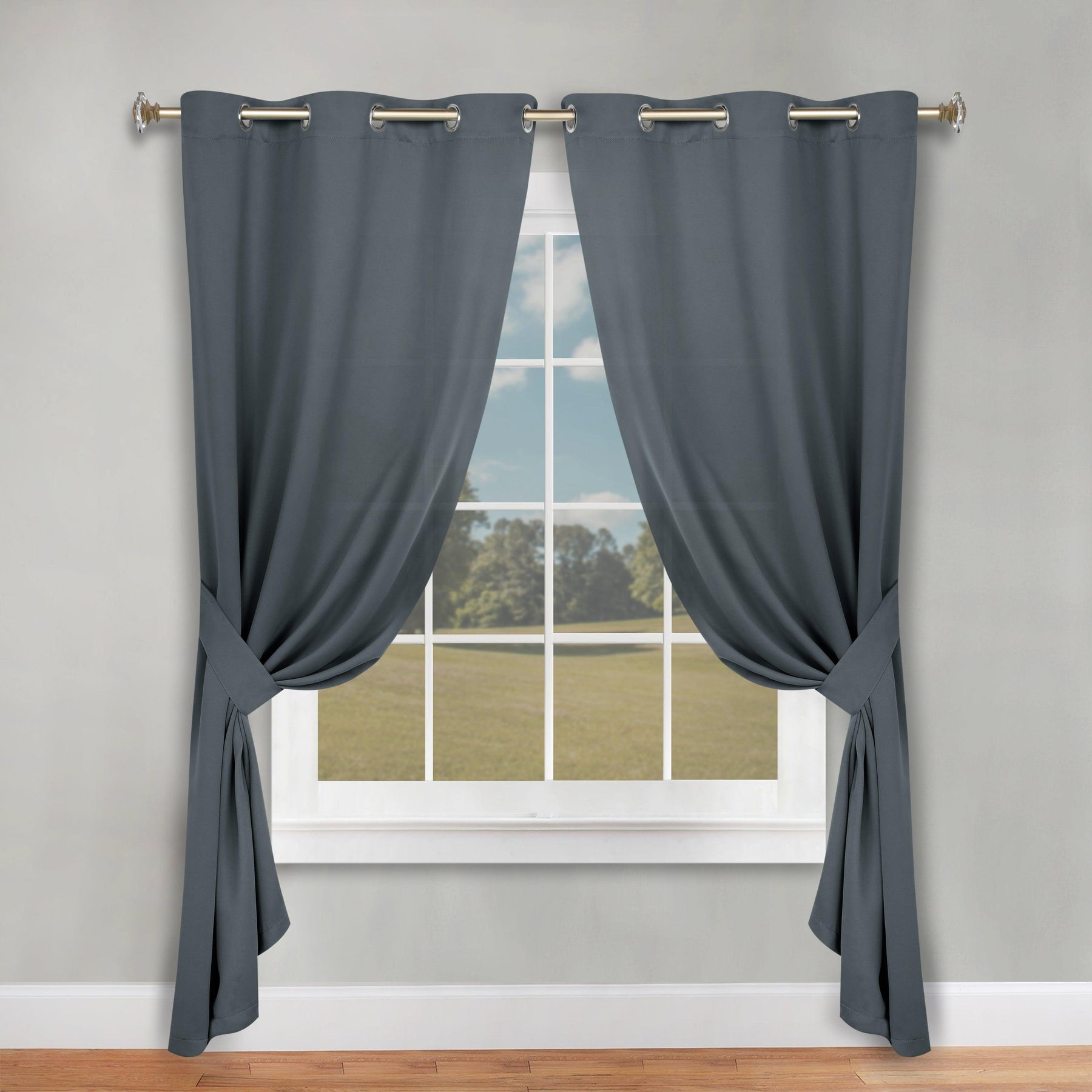 Classic Modern Solid Room Darkening Blackout Curtain Panels, Set of 2