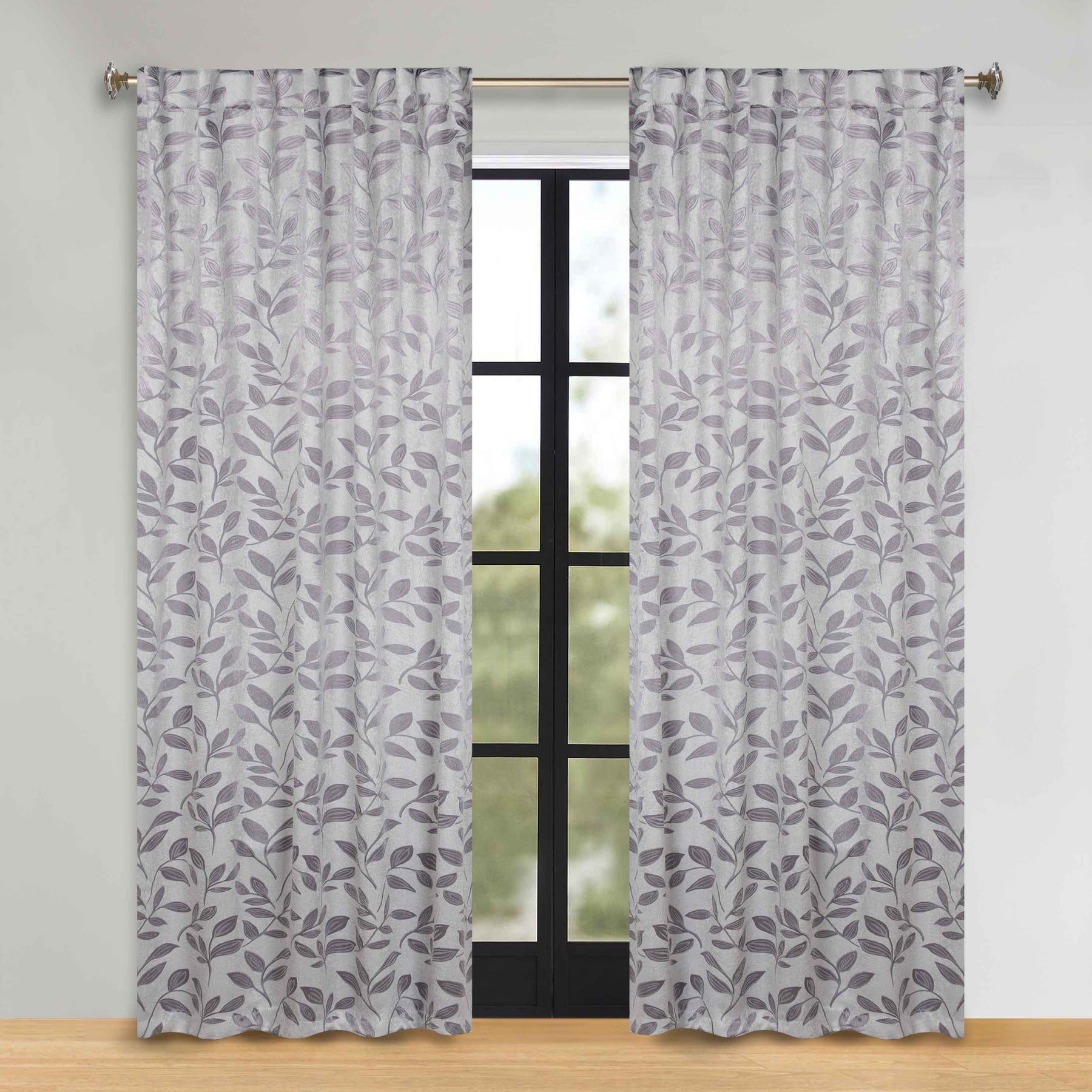 Leaves Room Darkening Back Tabs Blackout Curtain Panels, Set of 2