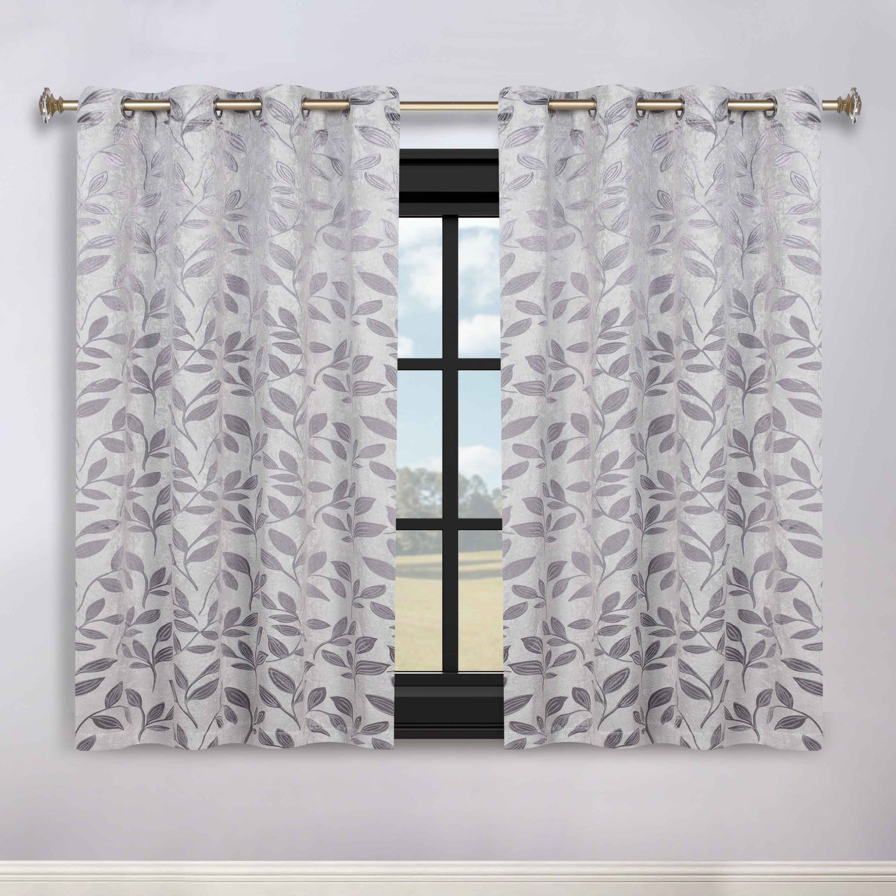 Leaves Room Darkening Washable Blackout Curtain Panels, Set of 2