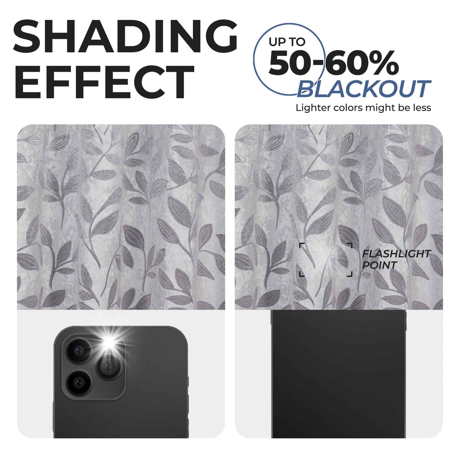 Leaves Room Darkening Washable Blackout Curtain Panels, Set of 2