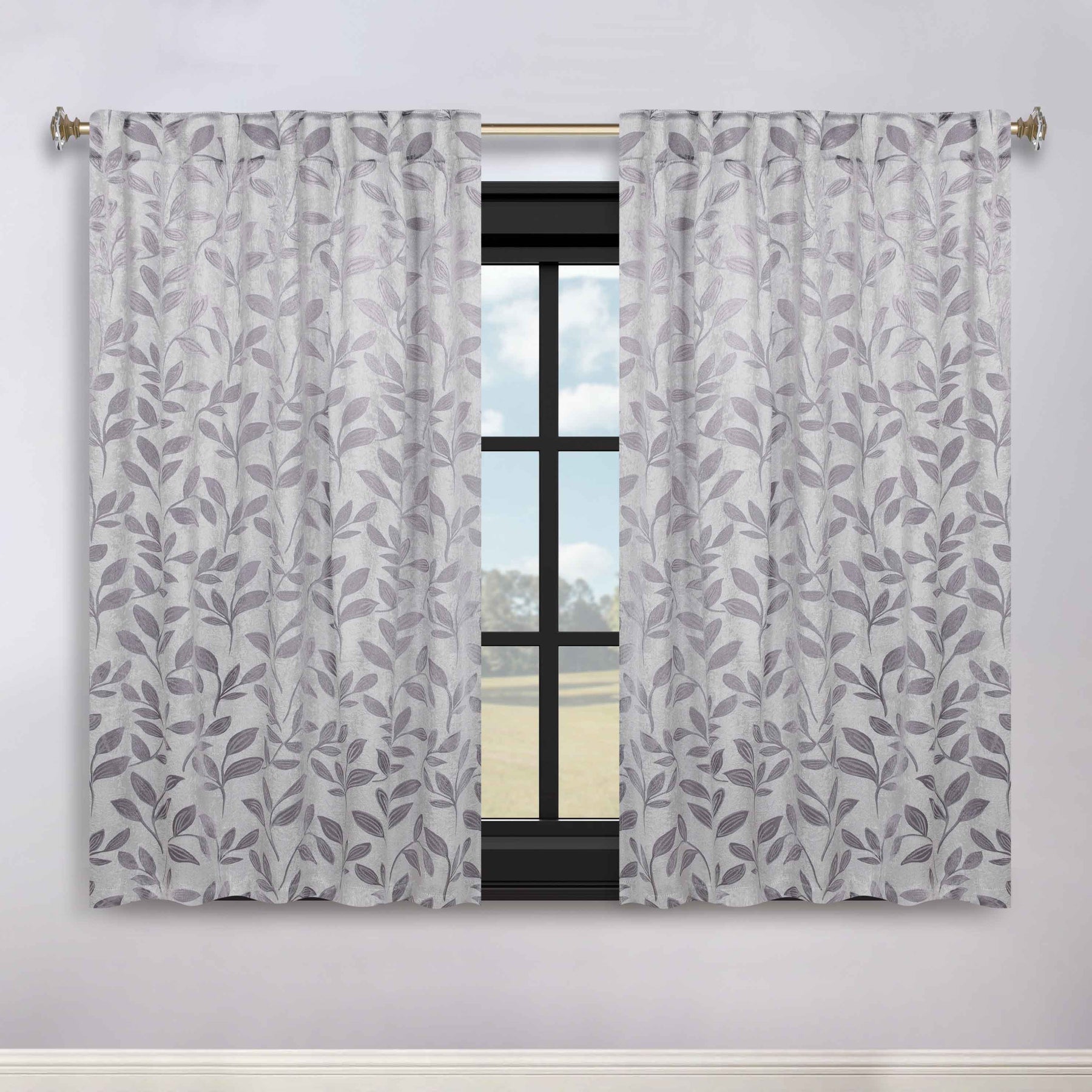 Leaves Room Darkening Back Tabs Blackout Curtain Panels, Set of 2