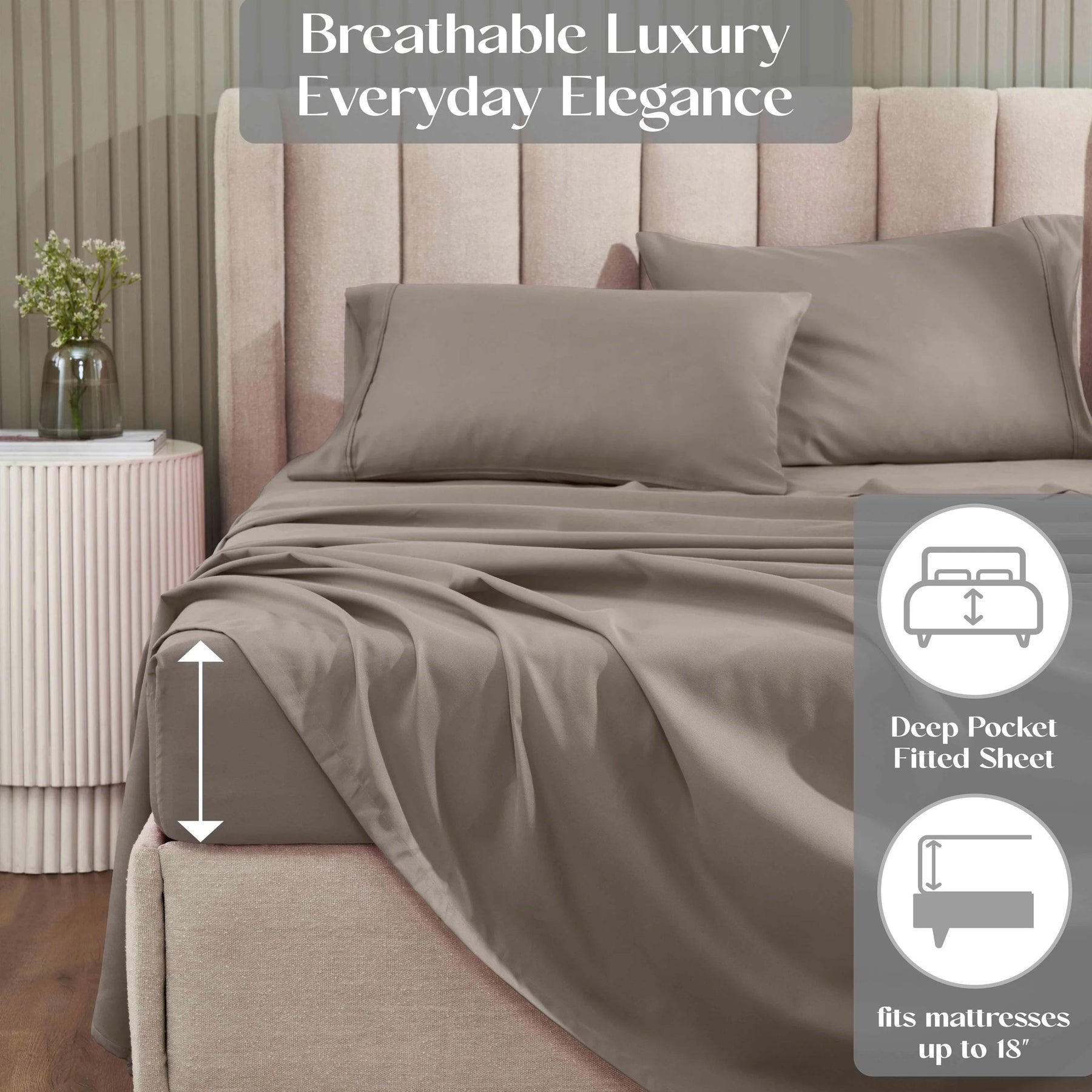 1200 Thread Count Cotton Rich Solid Deep Pocket Bed Sheet Set