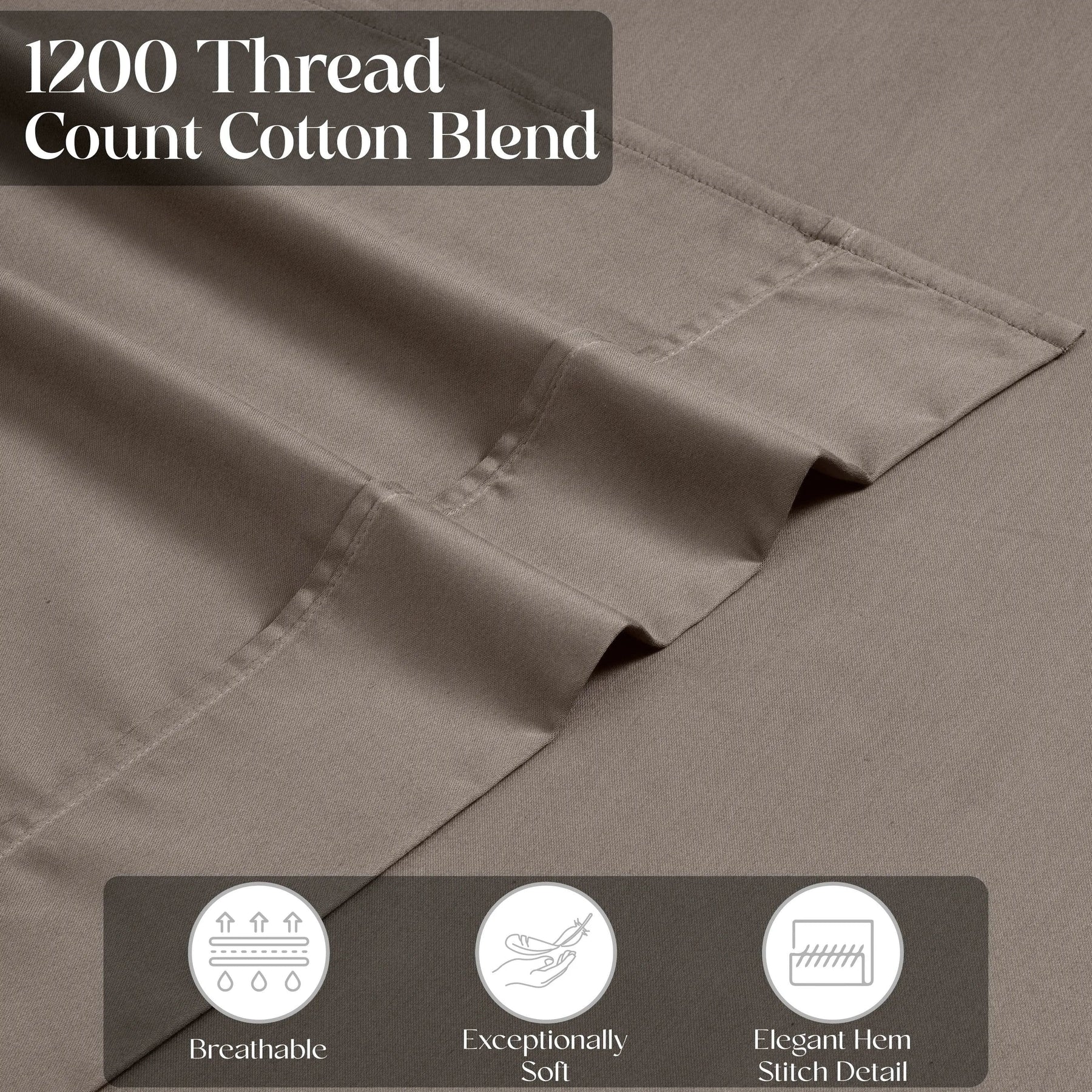 1200 Thread Count Cotton Rich Solid Deep Pocket Bed Sheet Set