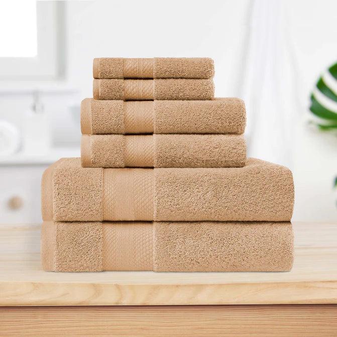 Turkish Cotton Highly Absorbent Solid 6 Piece Towel Set
