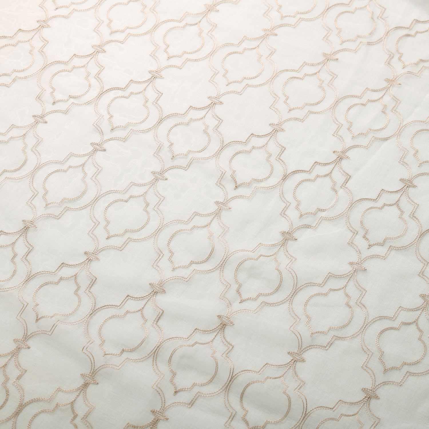 Imperial Trellis Embroidered Sheer Grommet Curtain Panel Set