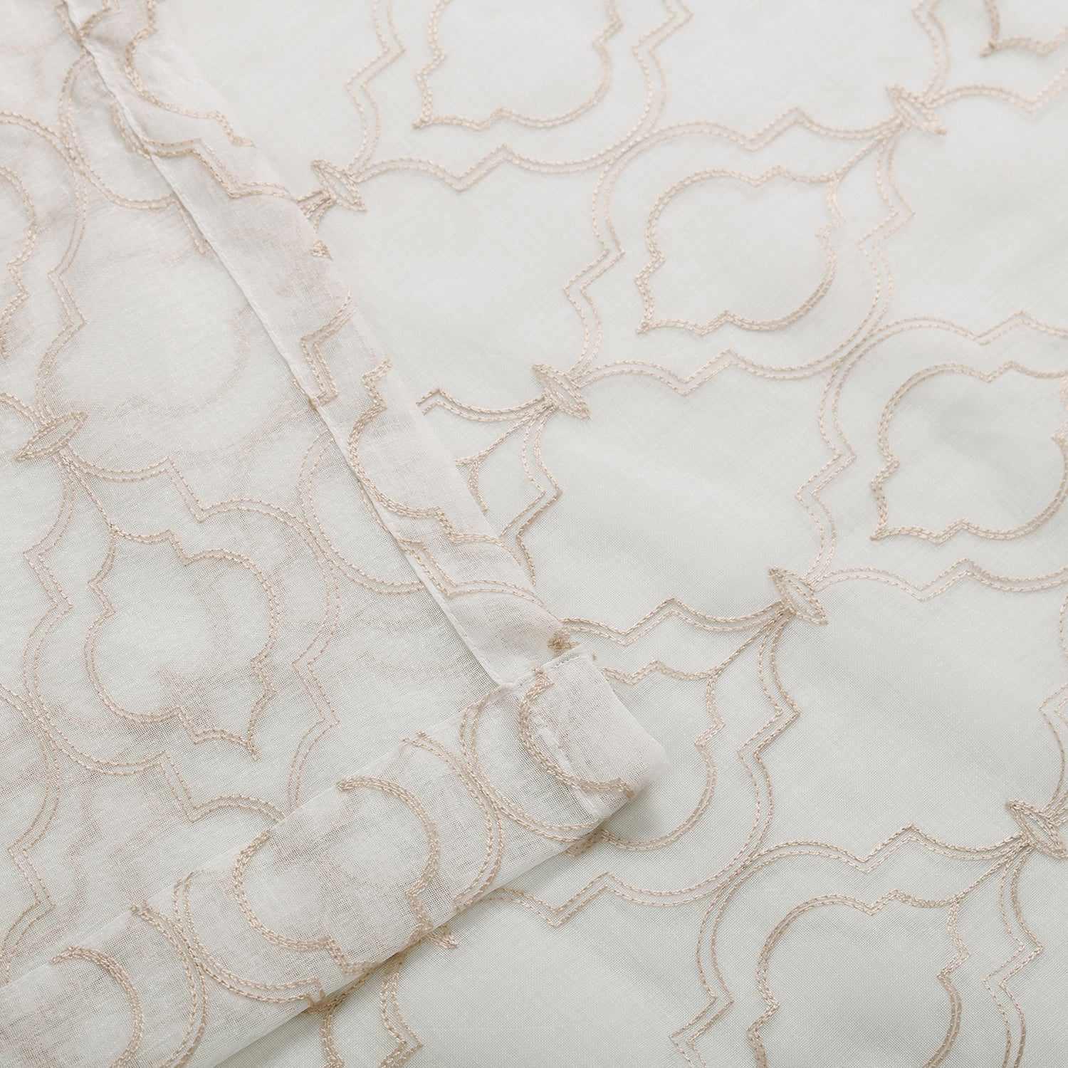 Imperial Trellis Embroidered Sheer Grommet Curtain Panel Set