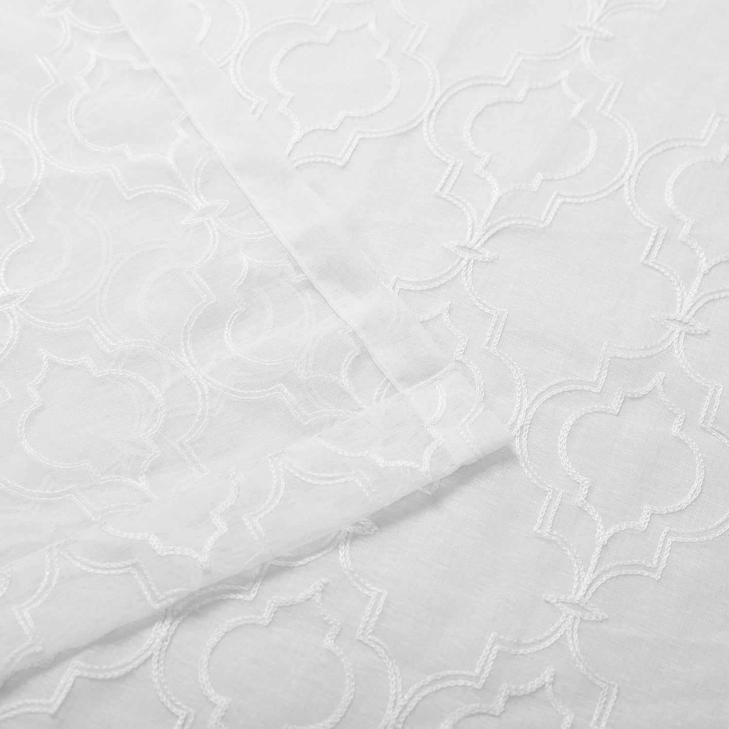 Imperial Trellis Embroidered Sheer Grommet Curtain Panel Set