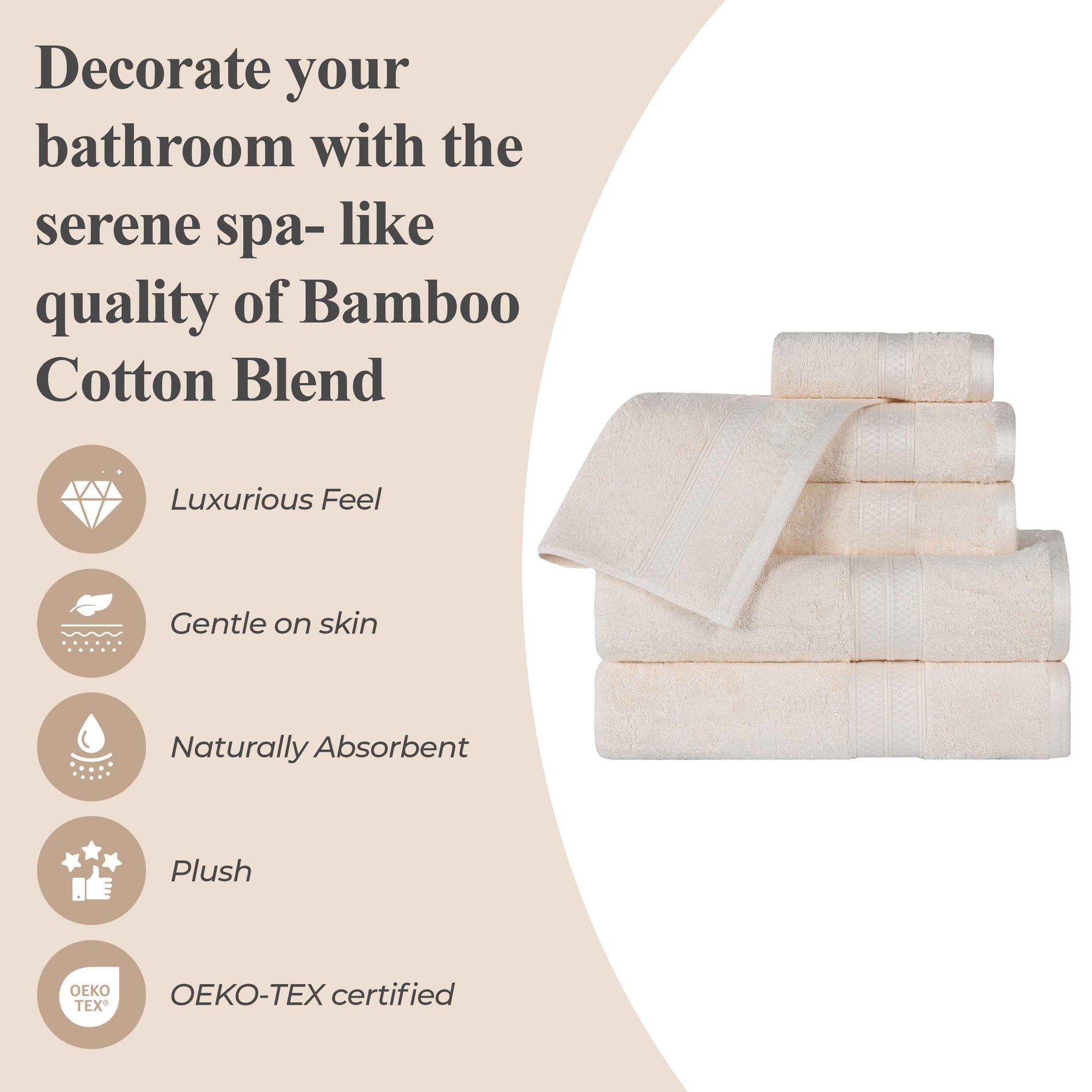 Ultra-Soft Rayon from Bamboo Cotton Blend 4 Piece Bath Towel Set
